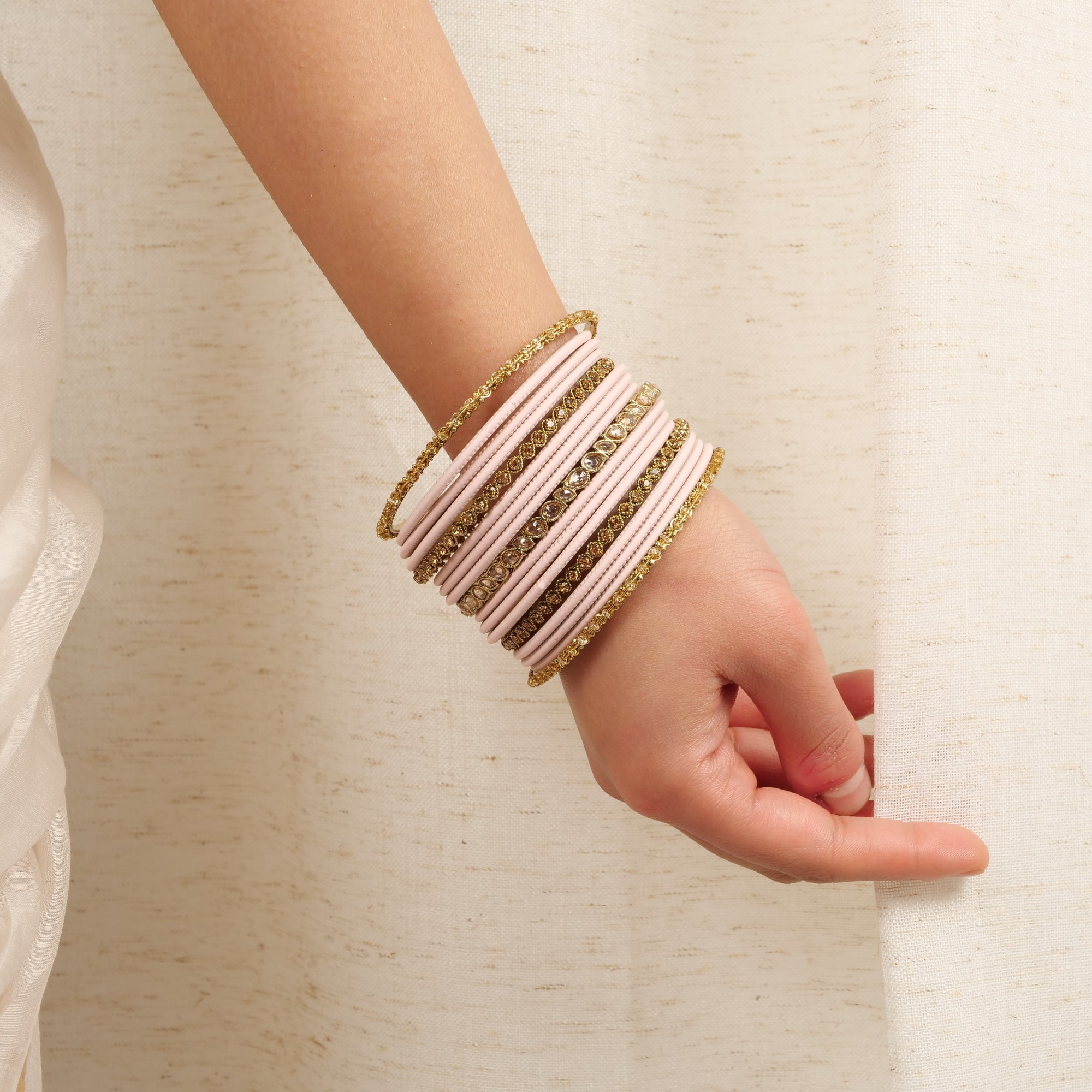 Ethnic Bangle Set in Light Pink