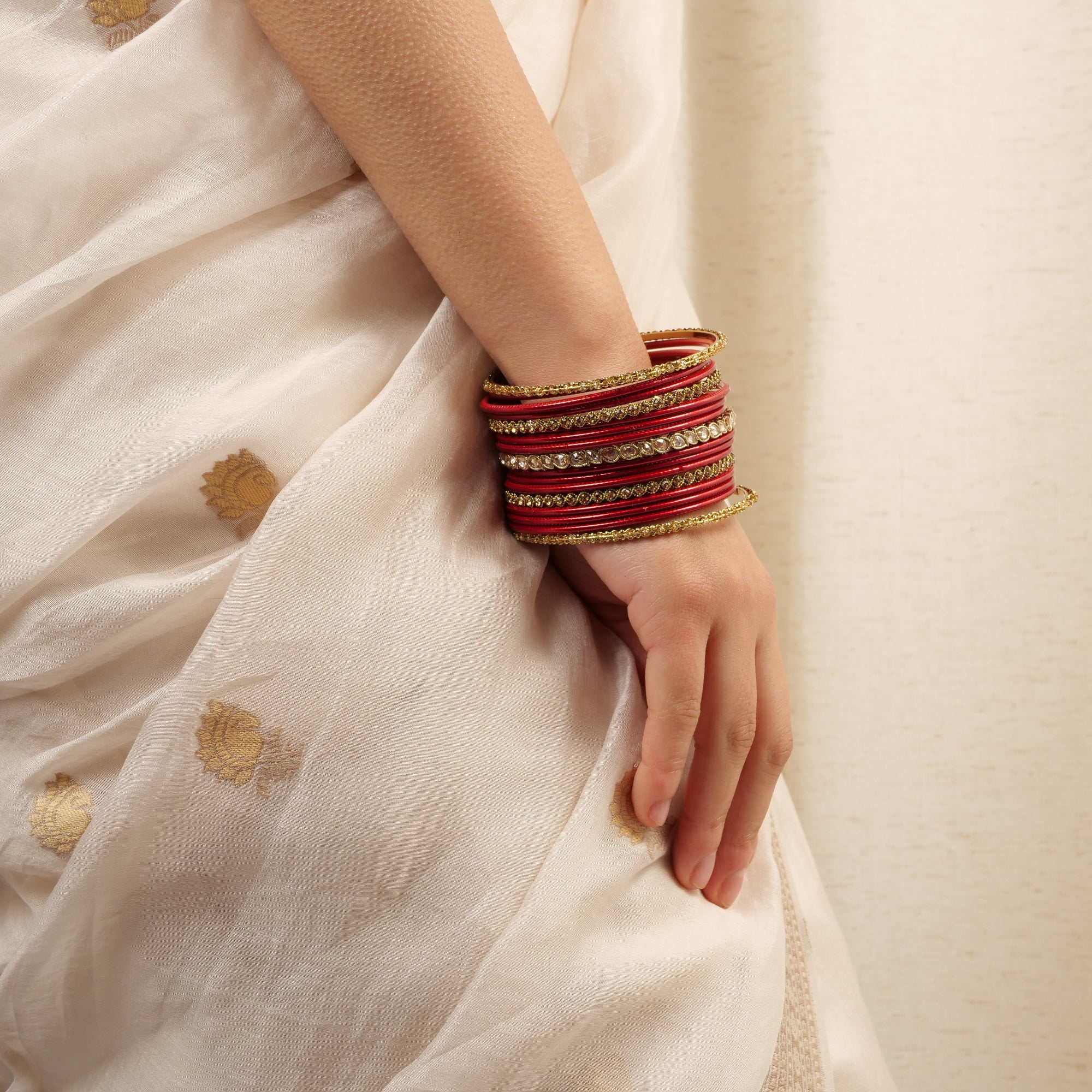 Ethnic Bangle Set in Maroon