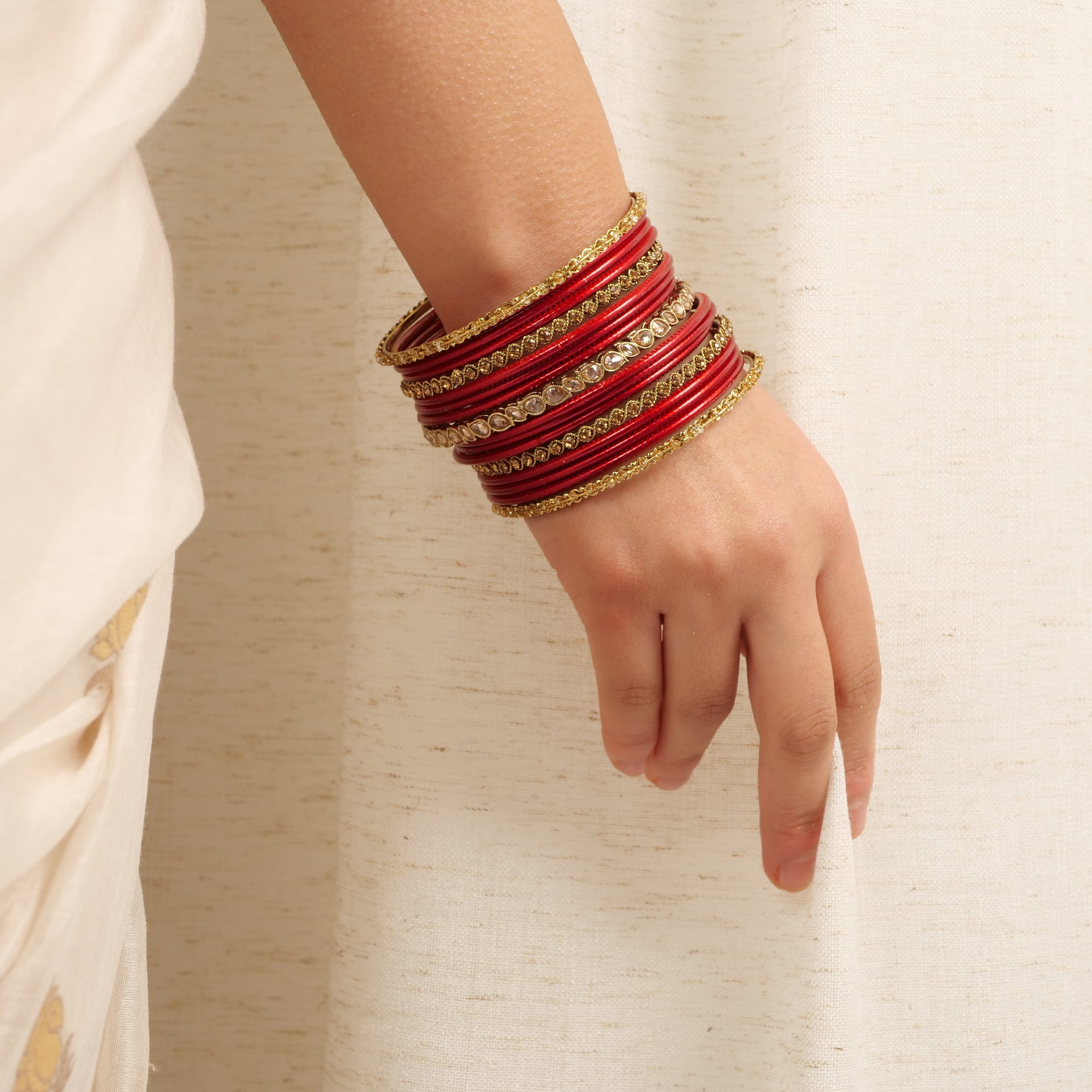 Ethnic Bangle Set in Maroon