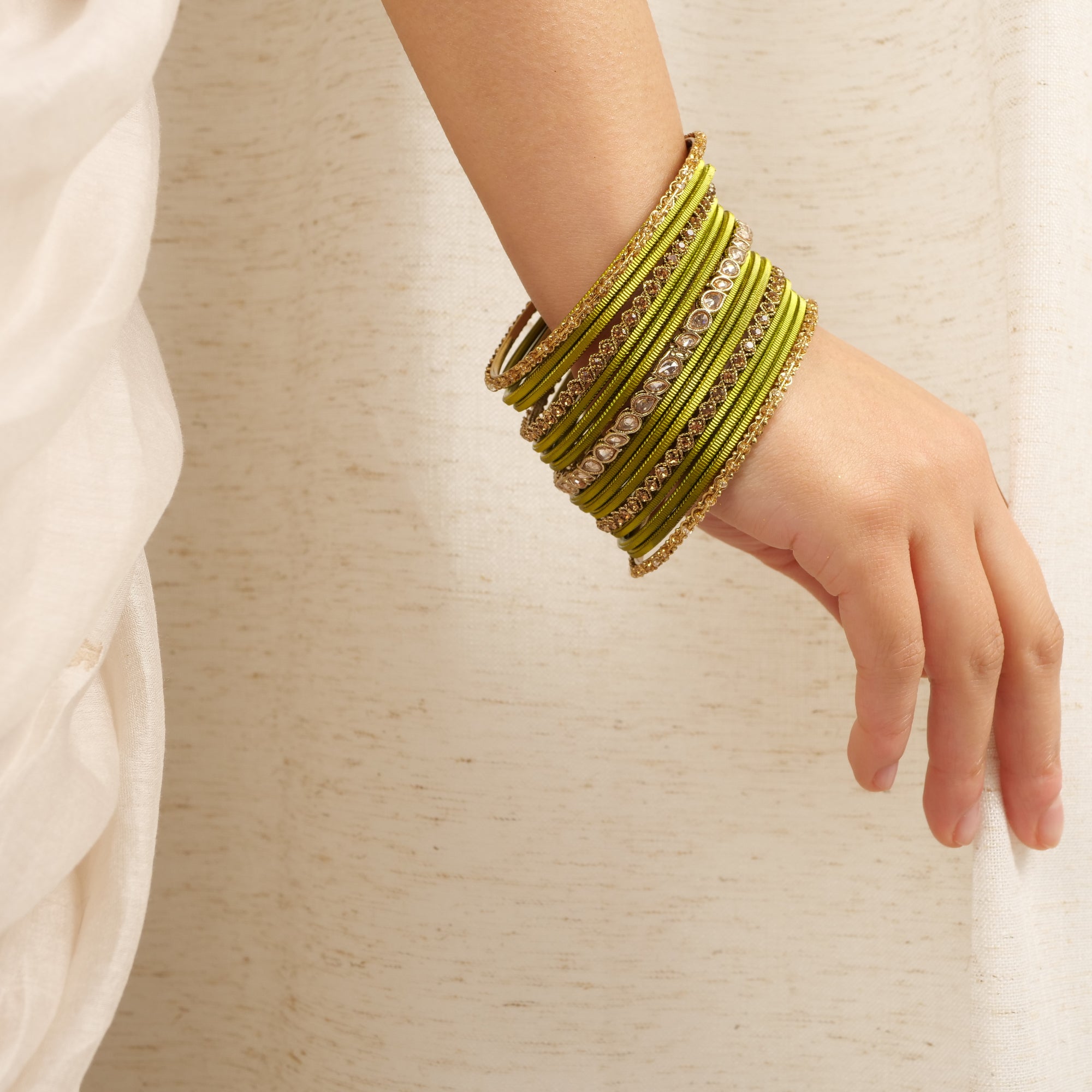 Ethnic Bangle Set in Mehndi Green