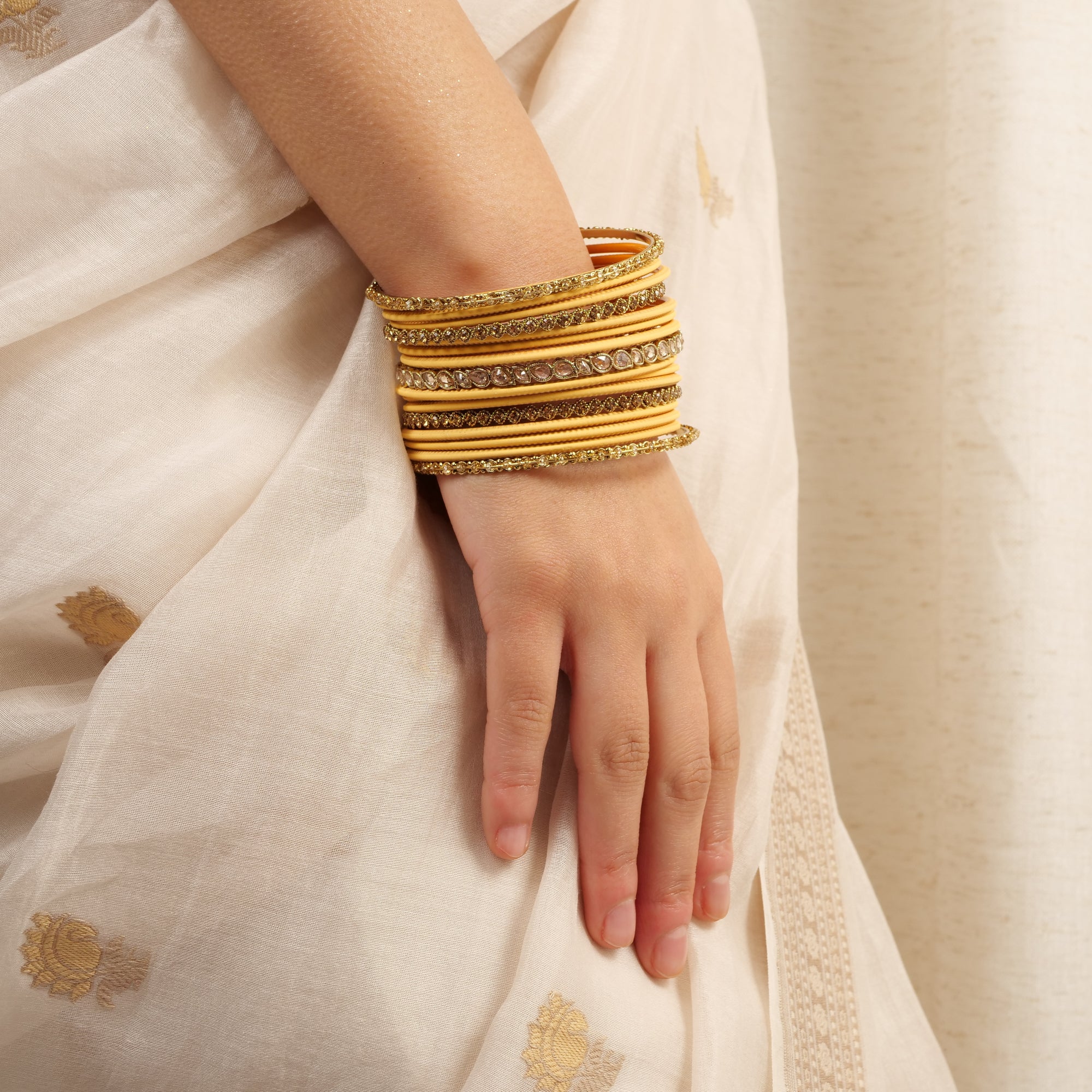 Ethnic Bangle Set in Peach