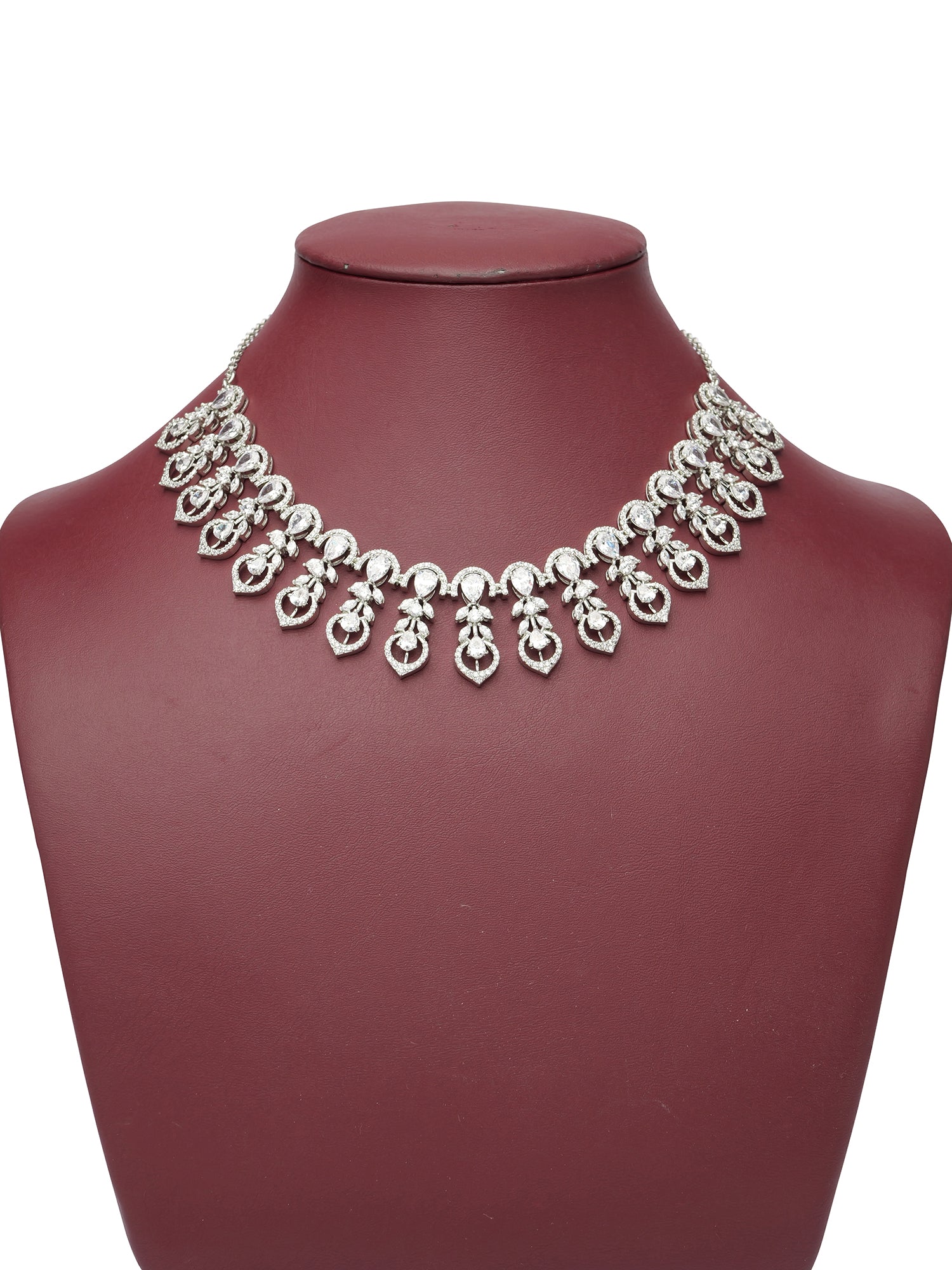 Elara Cubic Zirconia Necklace Set in Rhodium