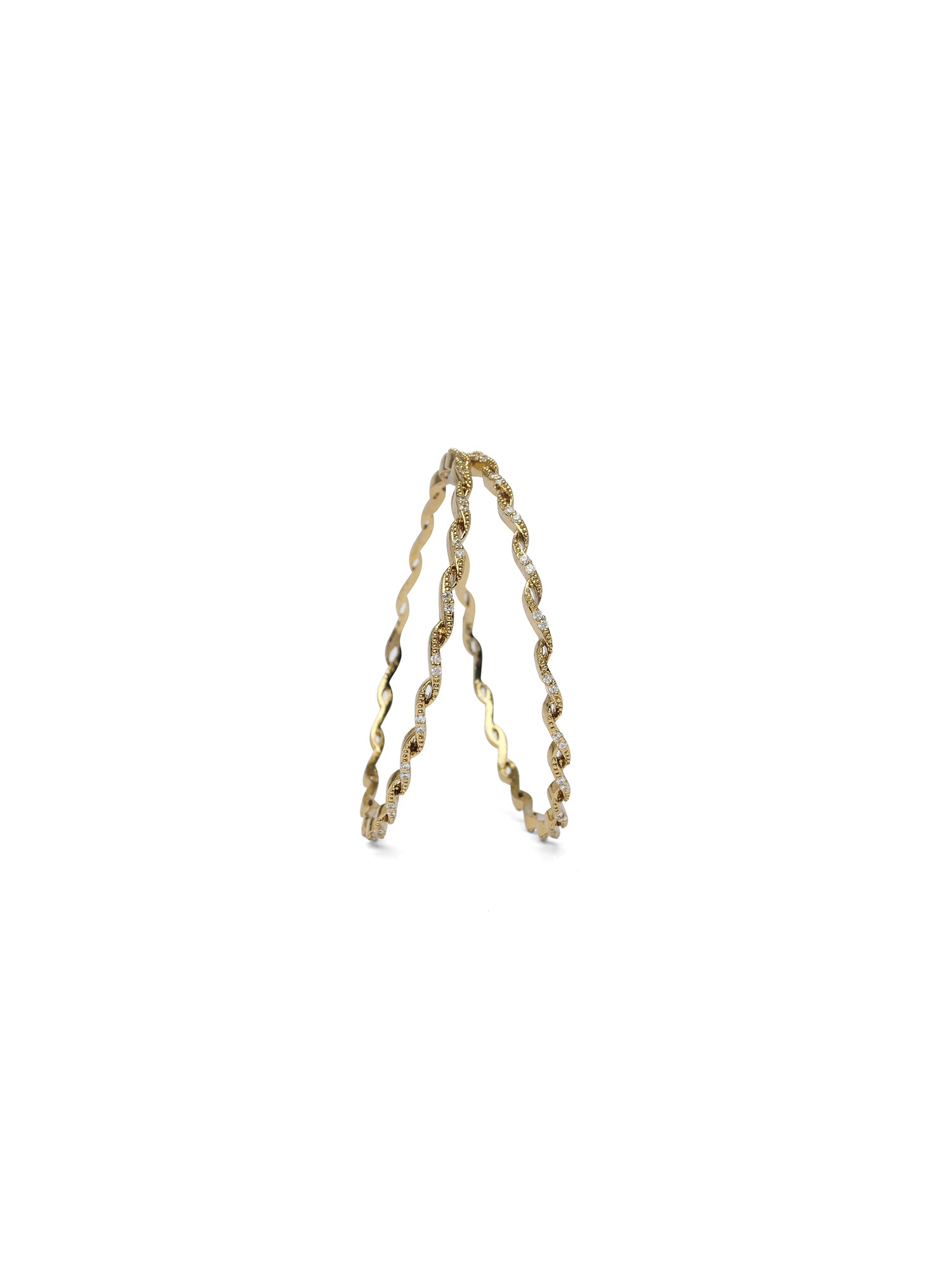 Elena Cubic Zirconia Bangles in Antique Gold