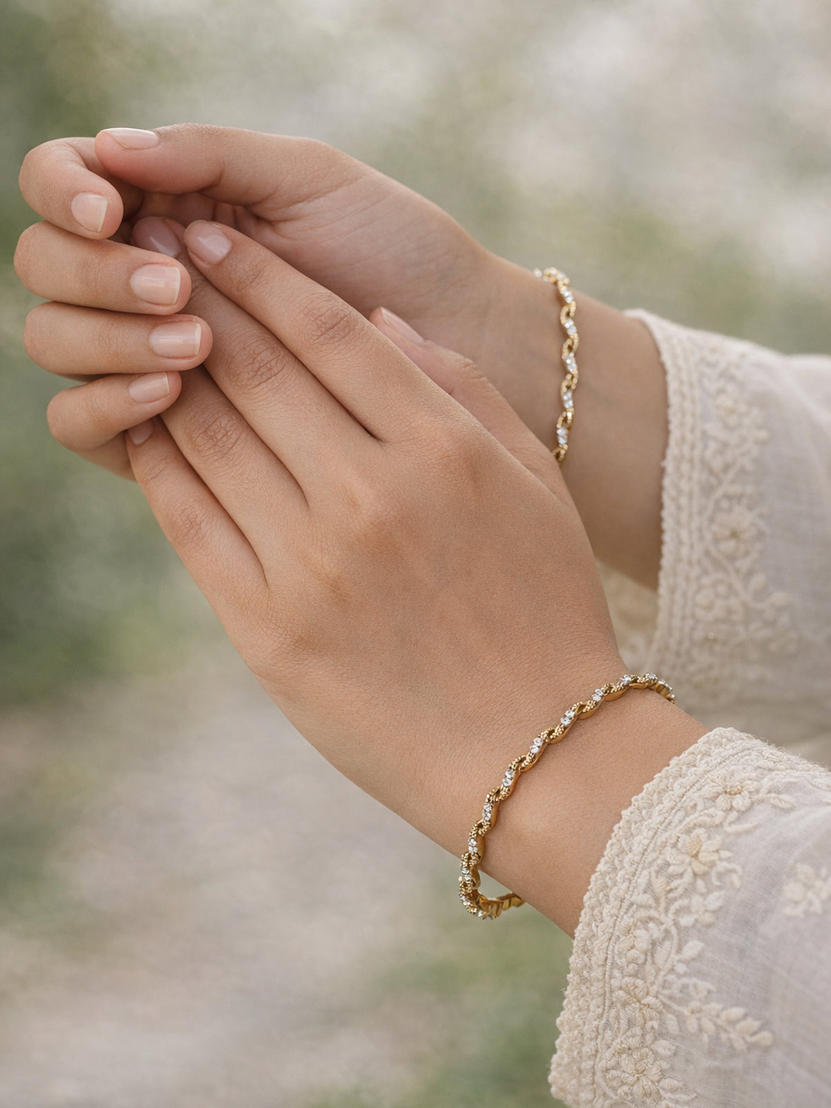 Elena Cubic Zirconia Bangles in Antique Gold