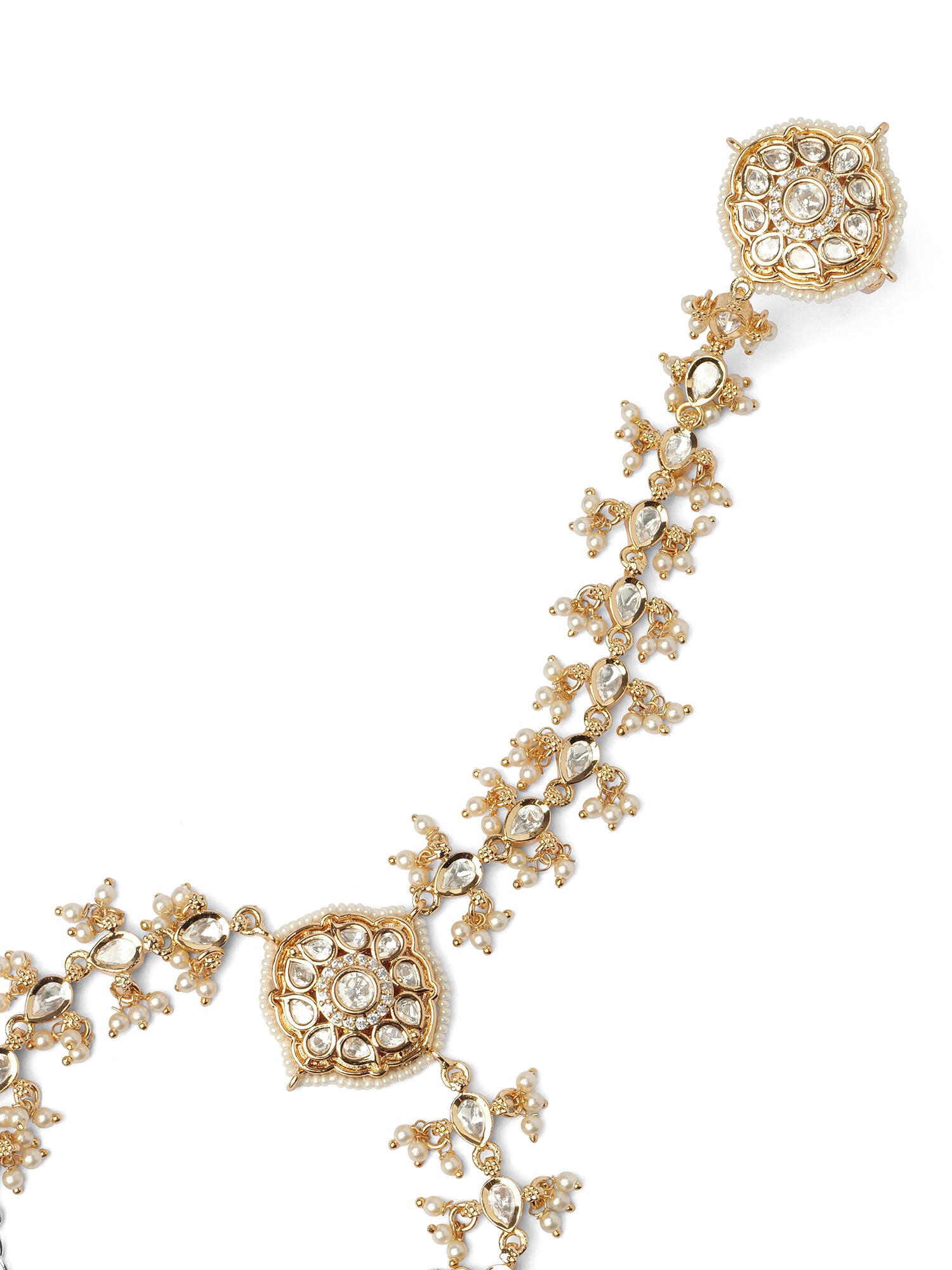 Elira Kundan Hand Chain in Pearl