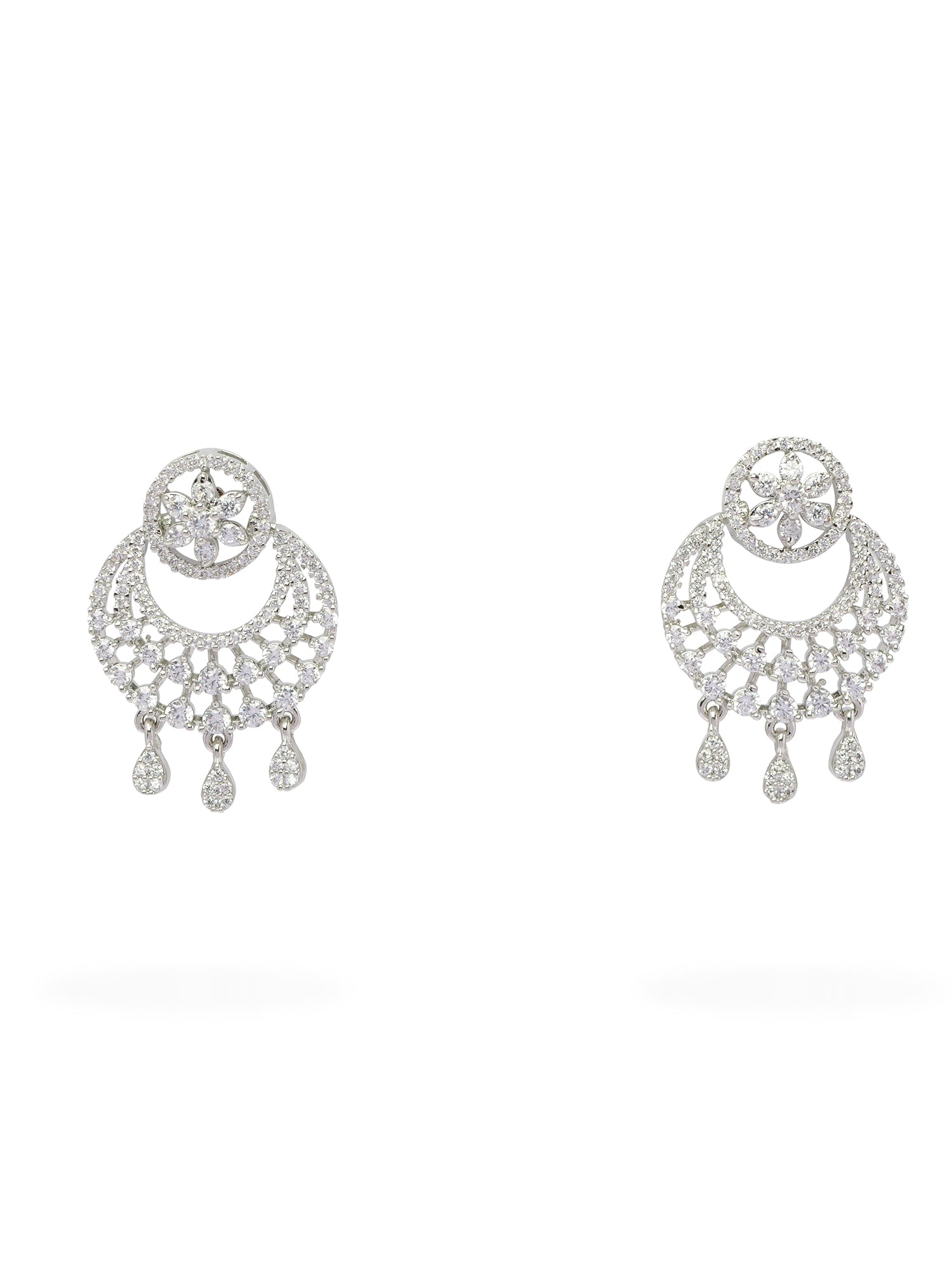 Ella Cubic Zirconia Small Earrings in Rhodium