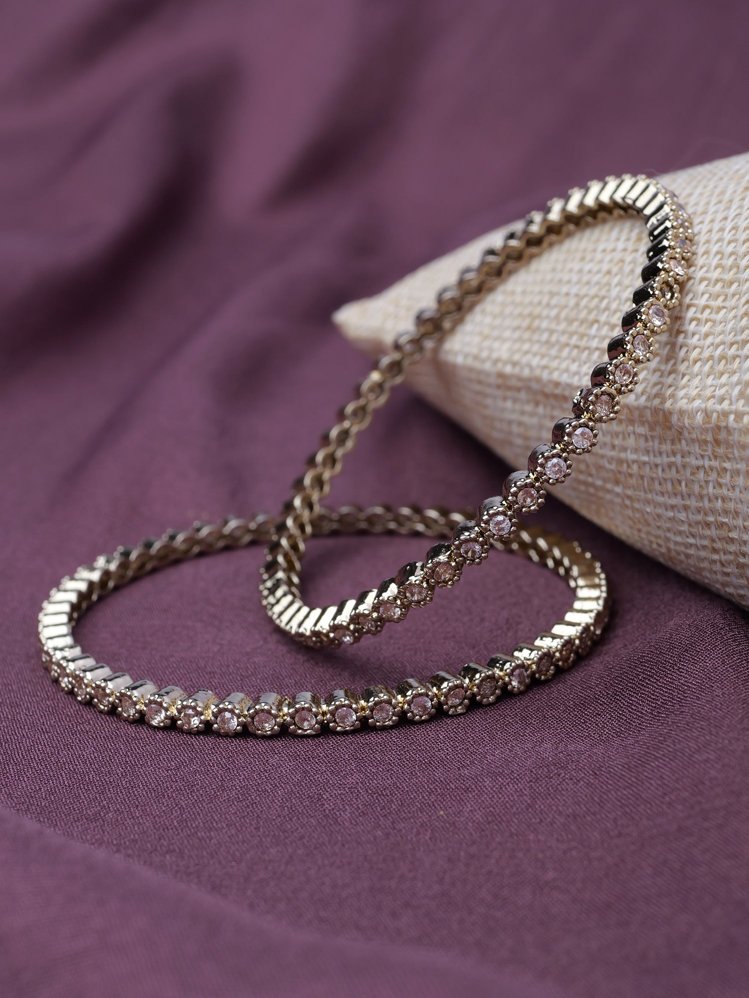 Esha Antique Gold Bangles in Champagne