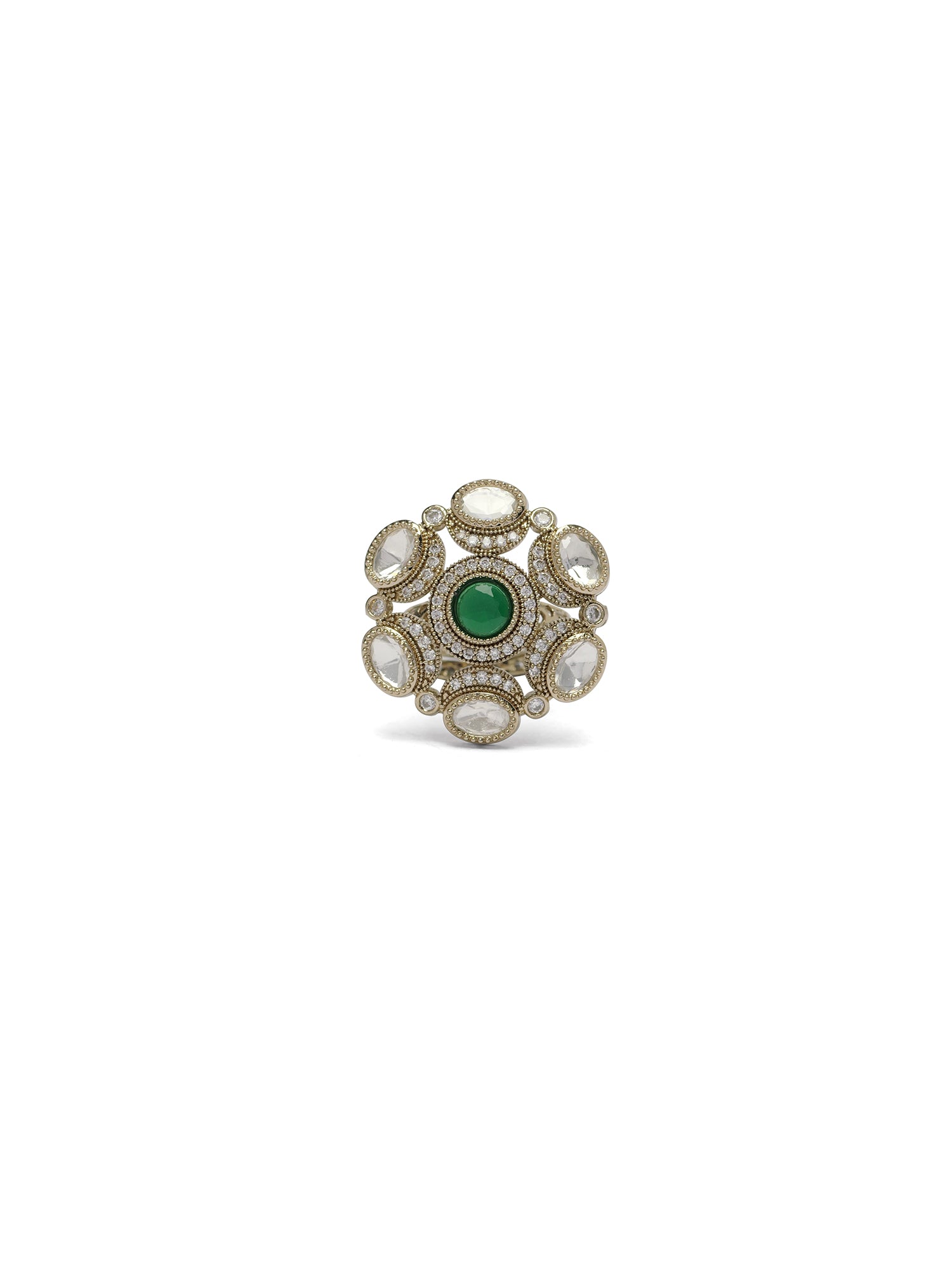 Esha Kundan Ring in Green