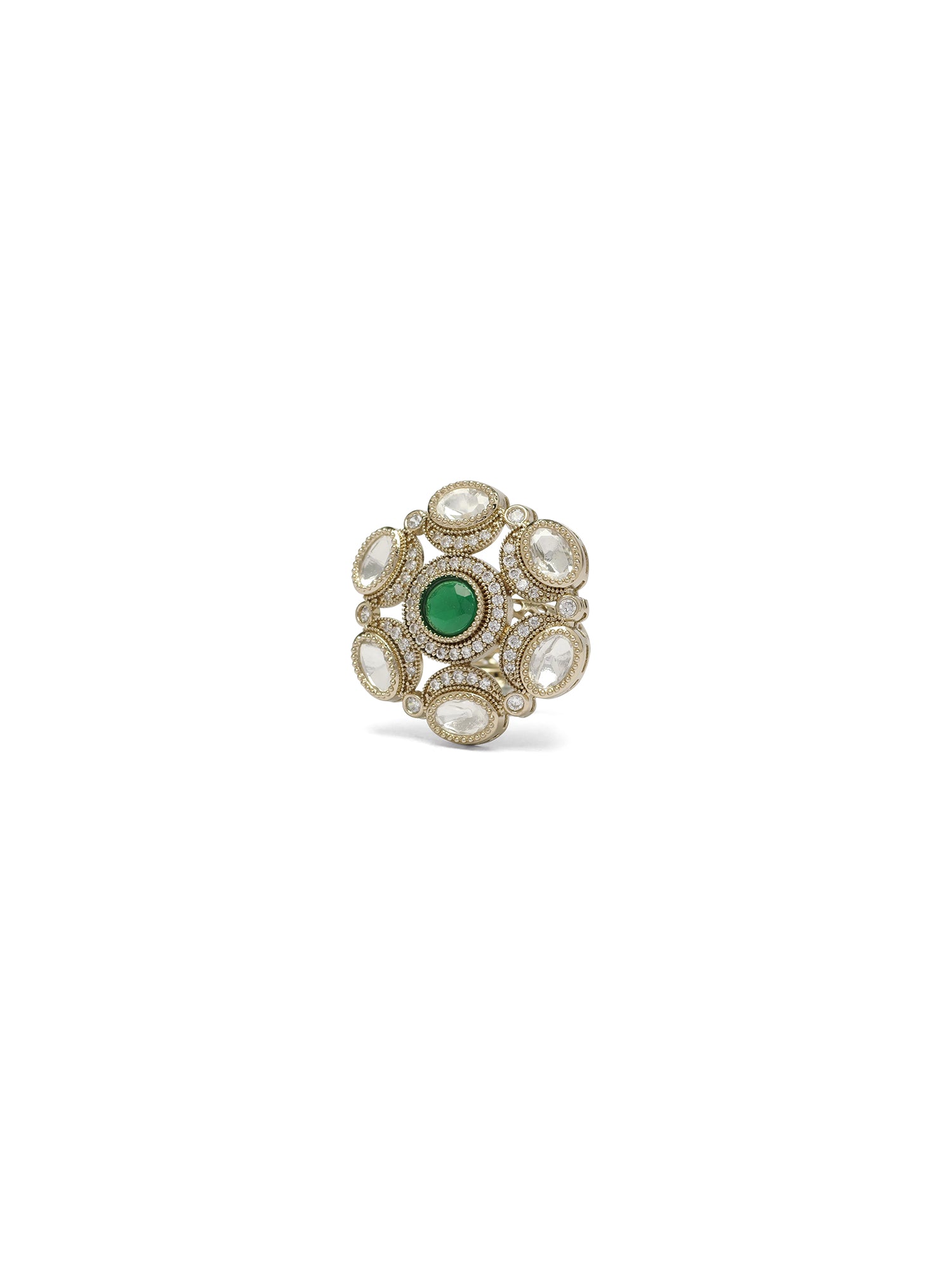 Esha Kundan Ring in Green