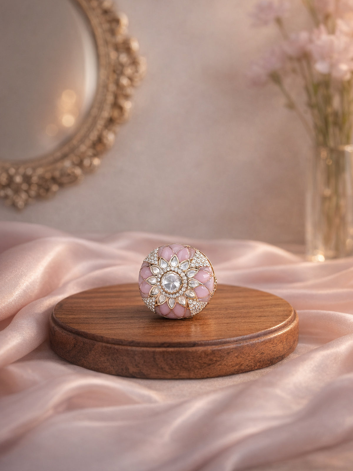 Eshara Kundan Ring in Pink