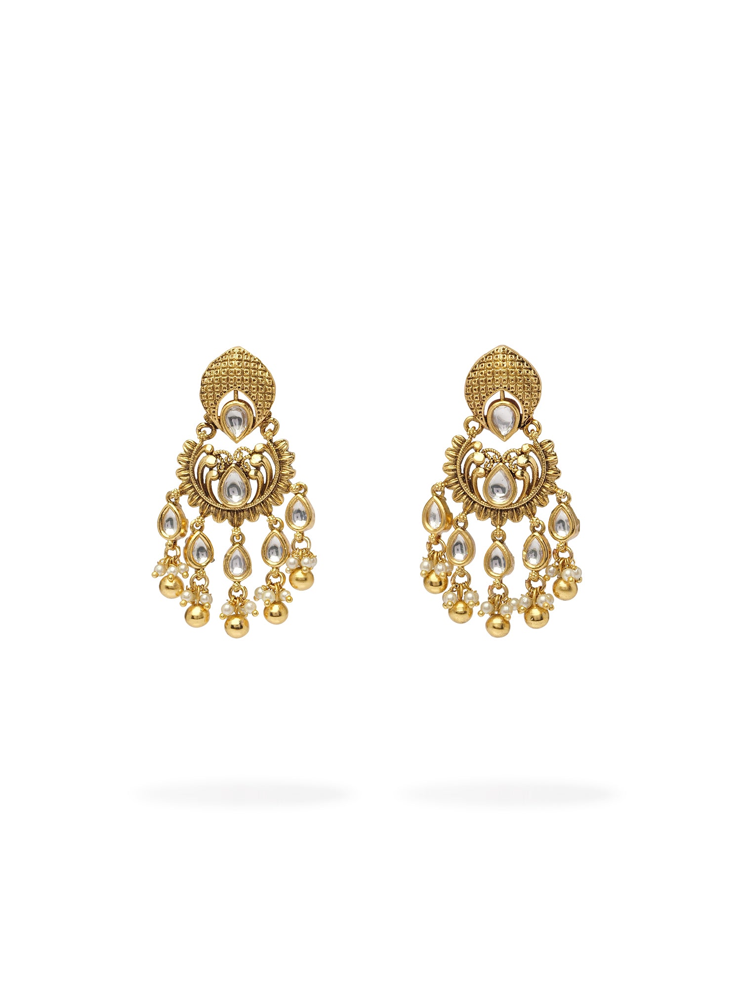 Eshwari Kundan Long Earrings in White