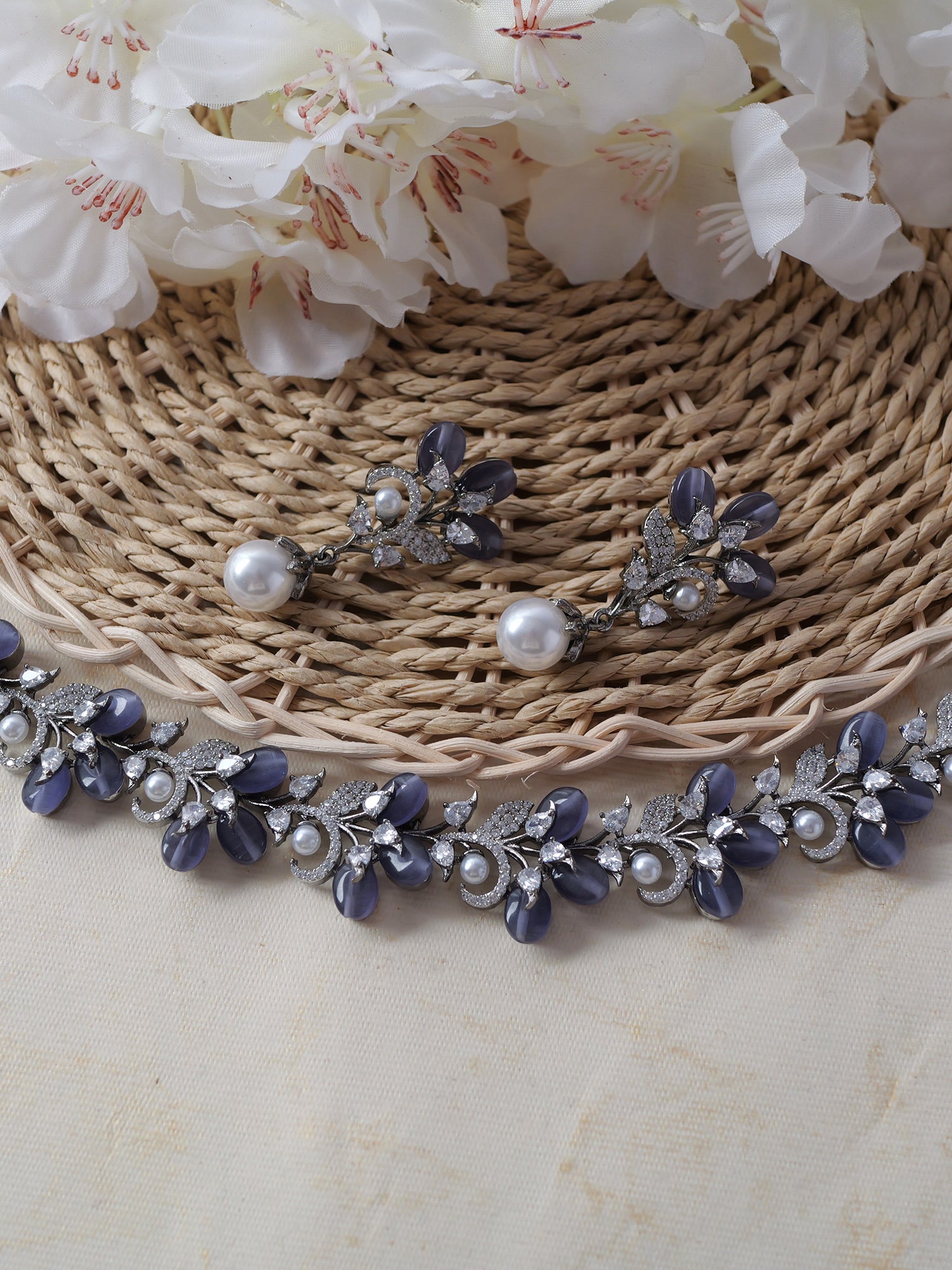 Esme Cubic Zirconia Necklace Set in Purple