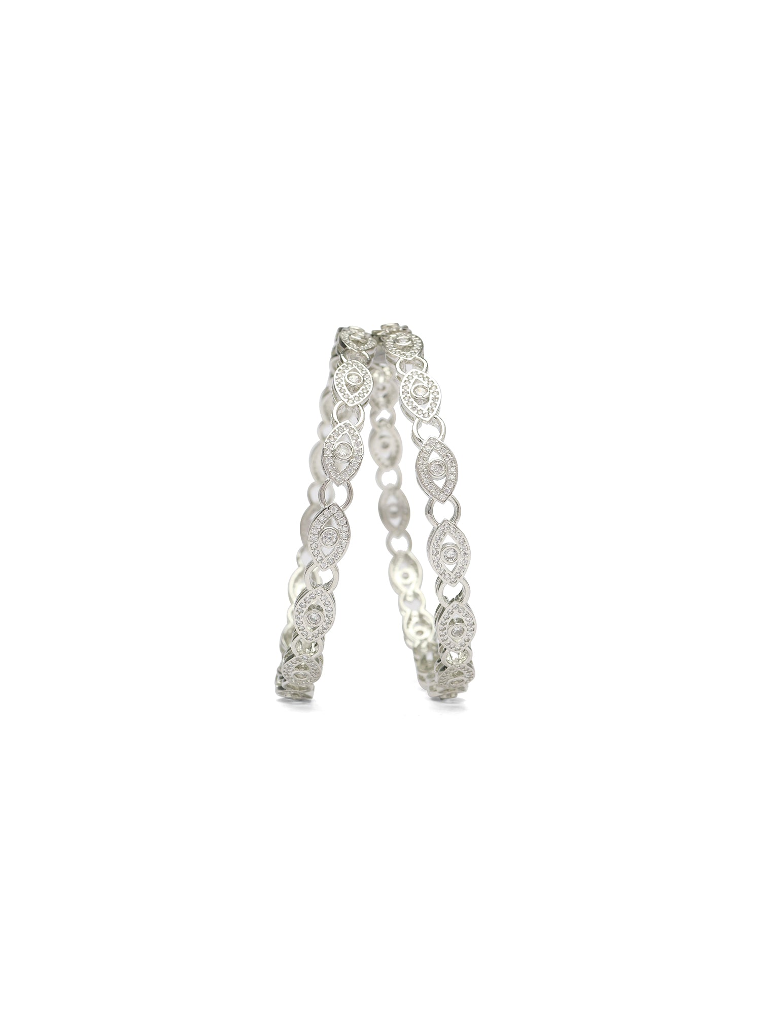 Estelle Cubic Zirconia Kadas in Rhodium