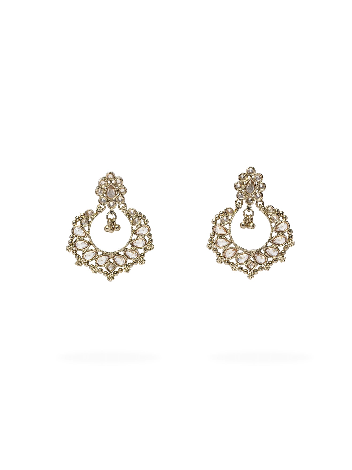 Ethnic Bead-Edge Earrings in Gold Bead