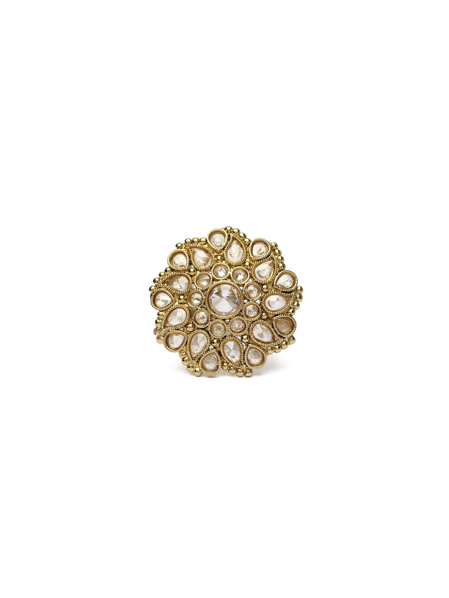 Eva Round Ring in Champagne and Antique Gold