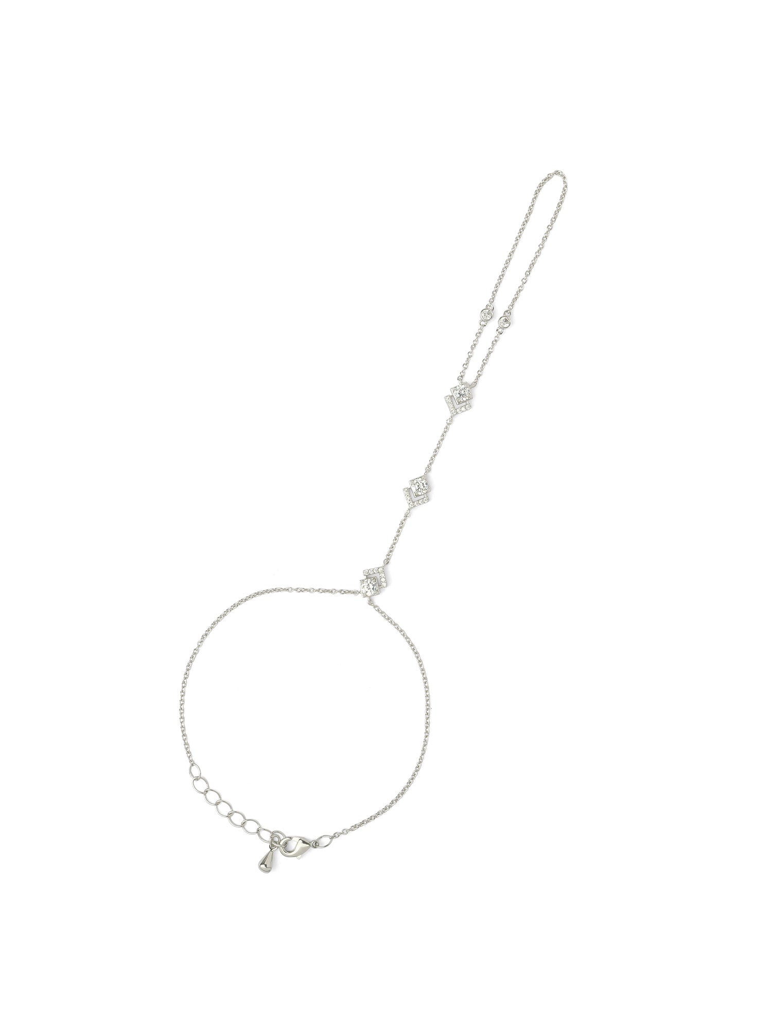 Evania Cubic Zirconia Hand Chain in Rhodium