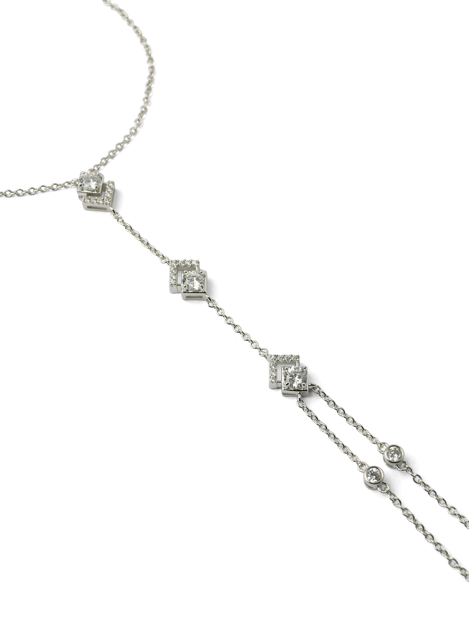 Evania Cubic Zirconia Hand Chain in Rhodium