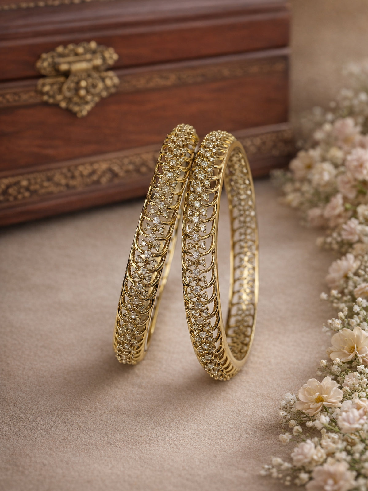 Evara Cubic Zirconia Bangles in White
