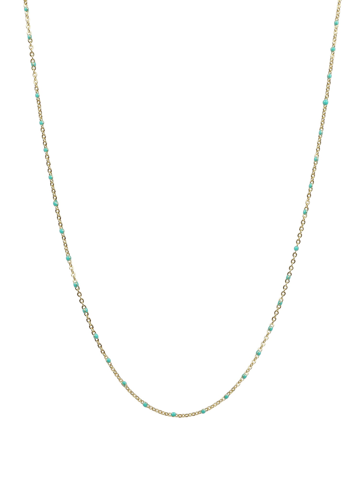 Delicate Green Bead Chain in Gold