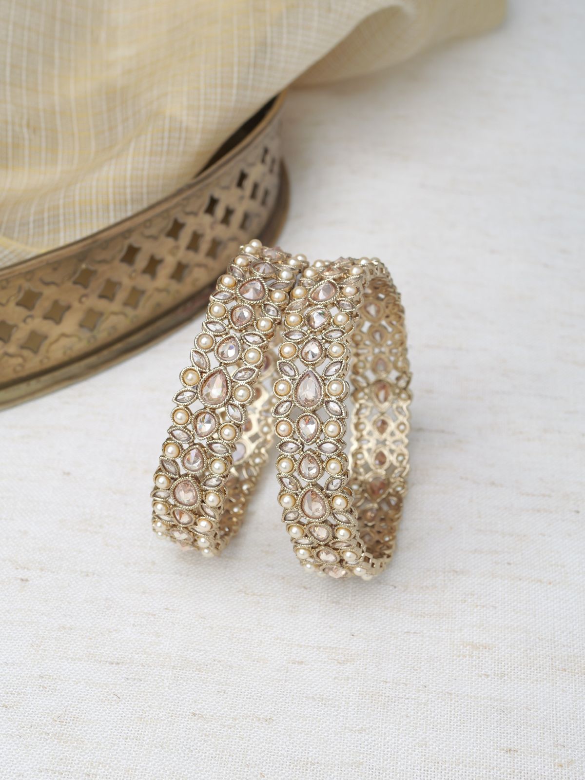 Fara Kada Bangles in Champagne