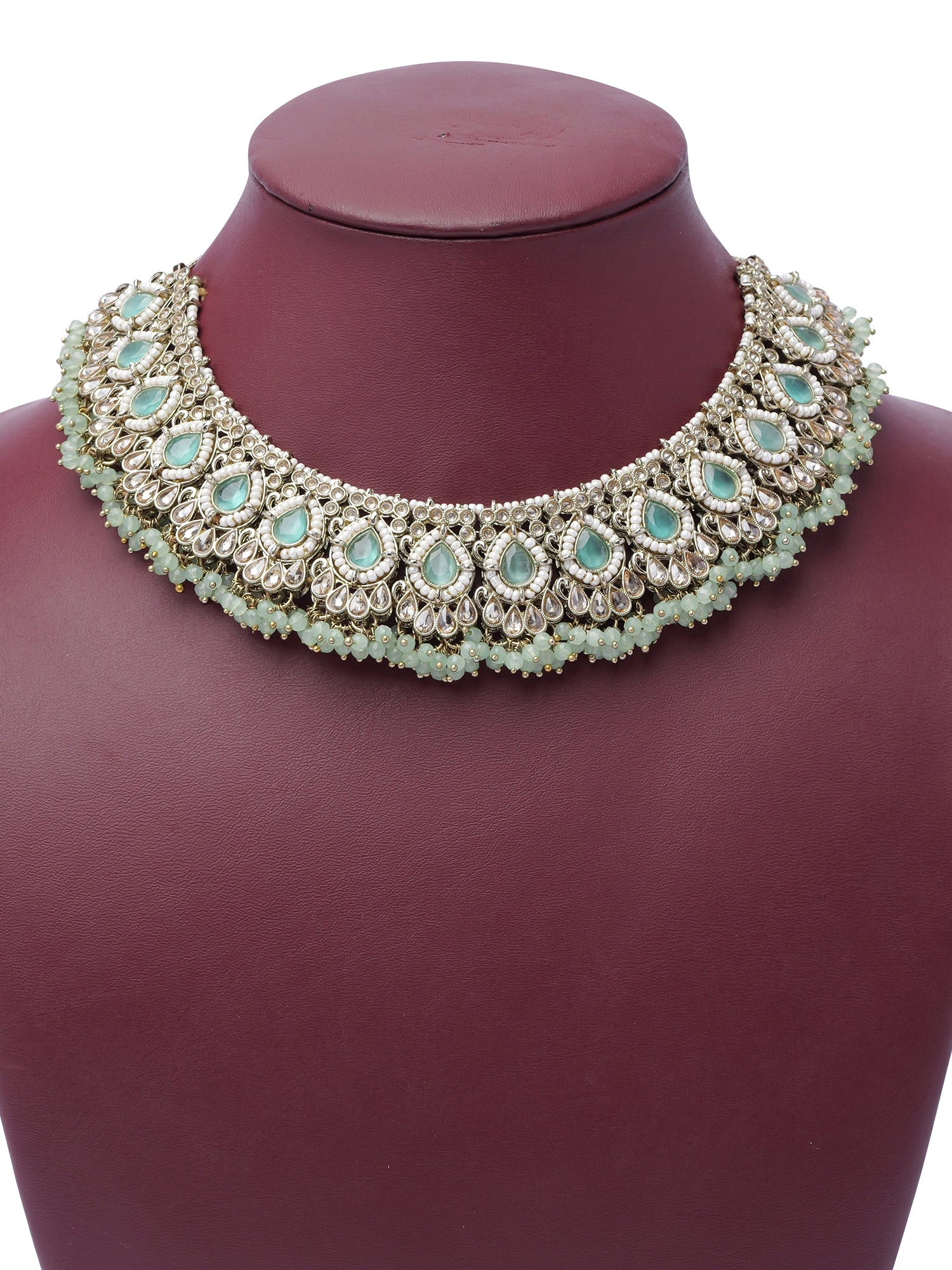 Fareeha Necklace Set in Mint