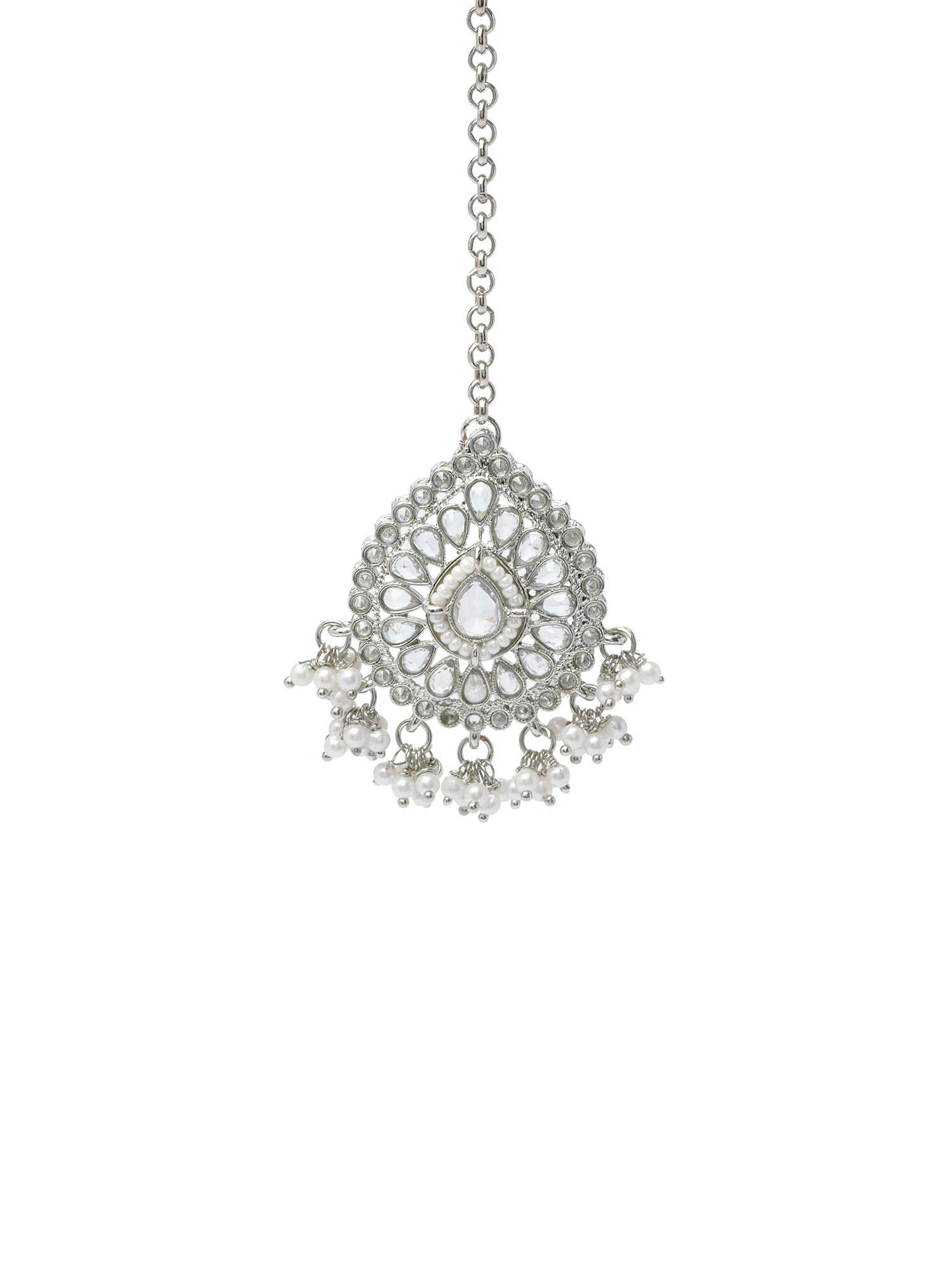 Fareeha Necklace Set in Rhodium