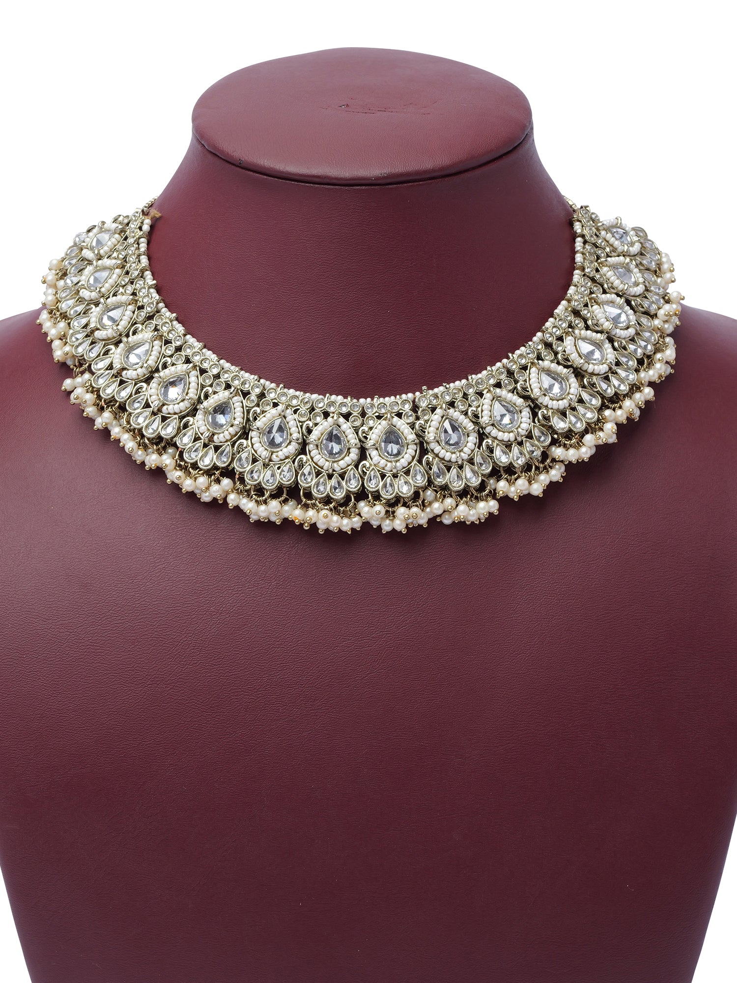 Fareeha Necklace Set in White