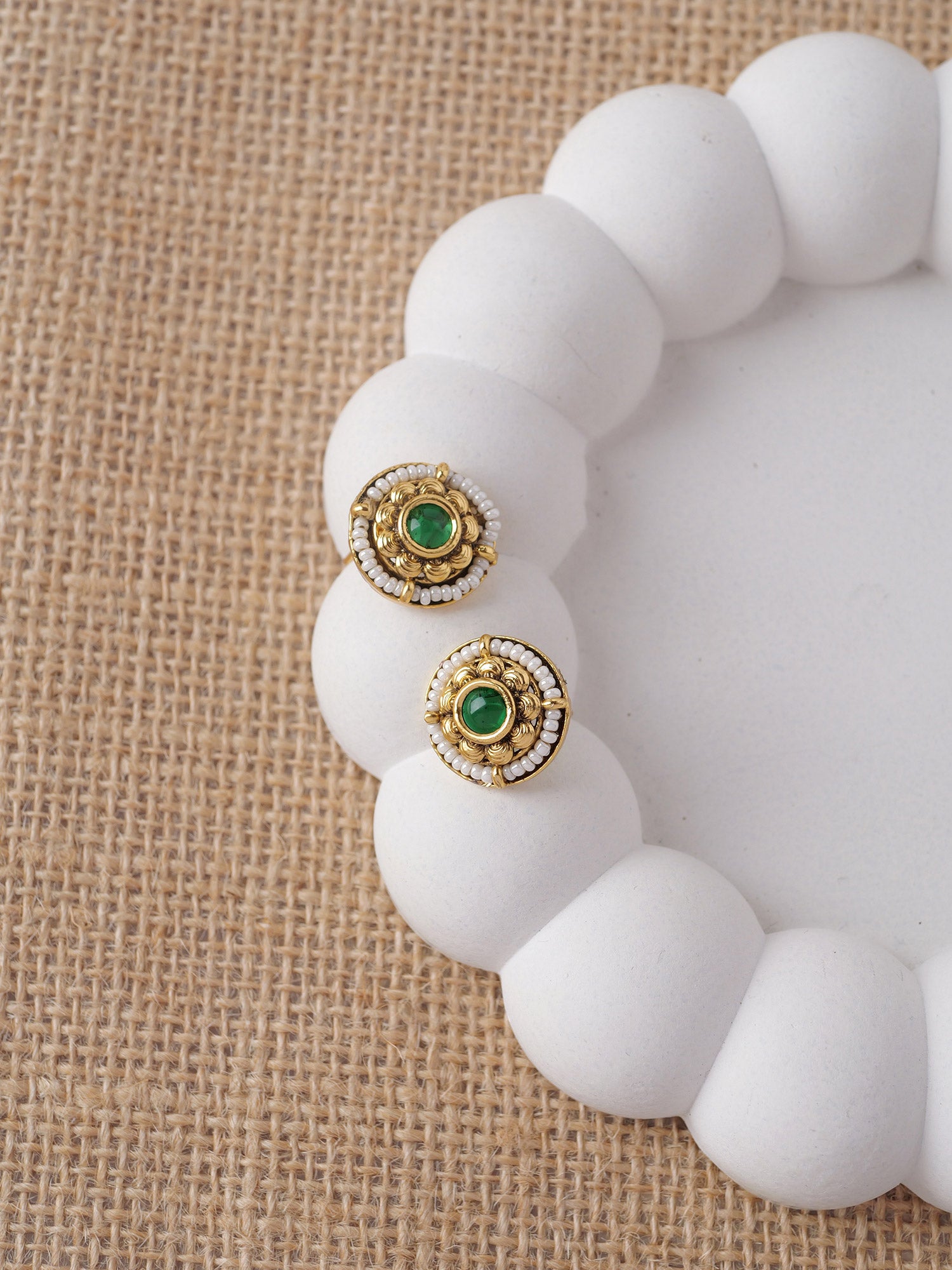 Farida Stud Earrings in Green