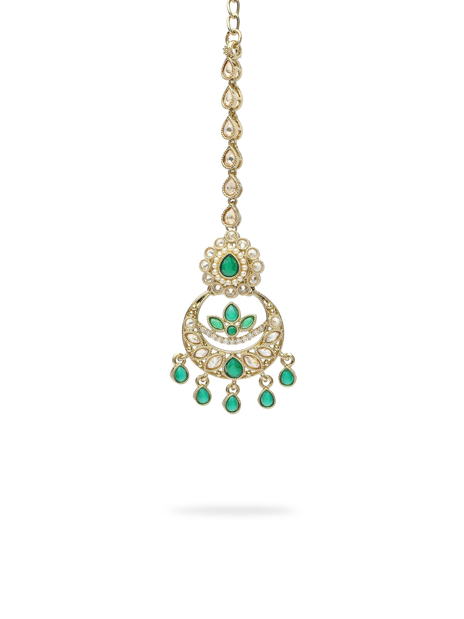 Fariha Pearl Maang Tikka in Green