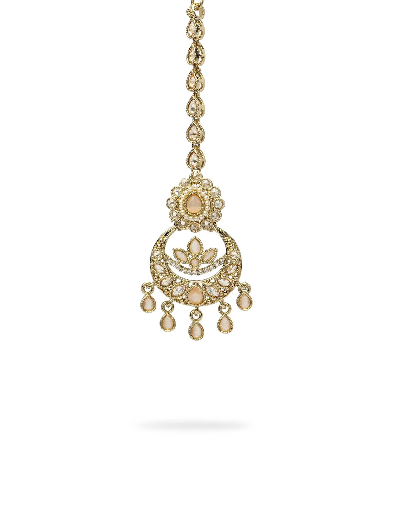 Fariha Pearl Maang Tikka in Peach