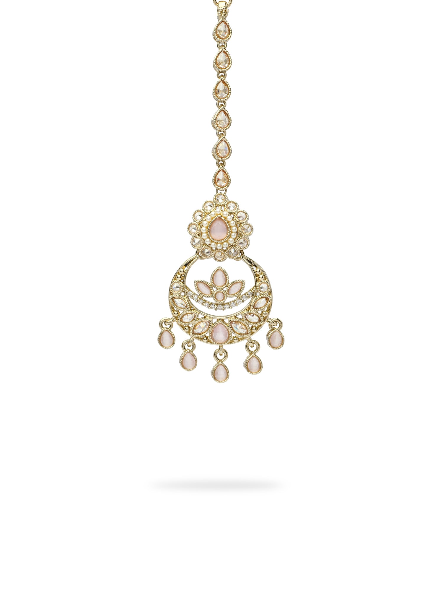 Fariha Pearl Maang Tikka in Light Pink