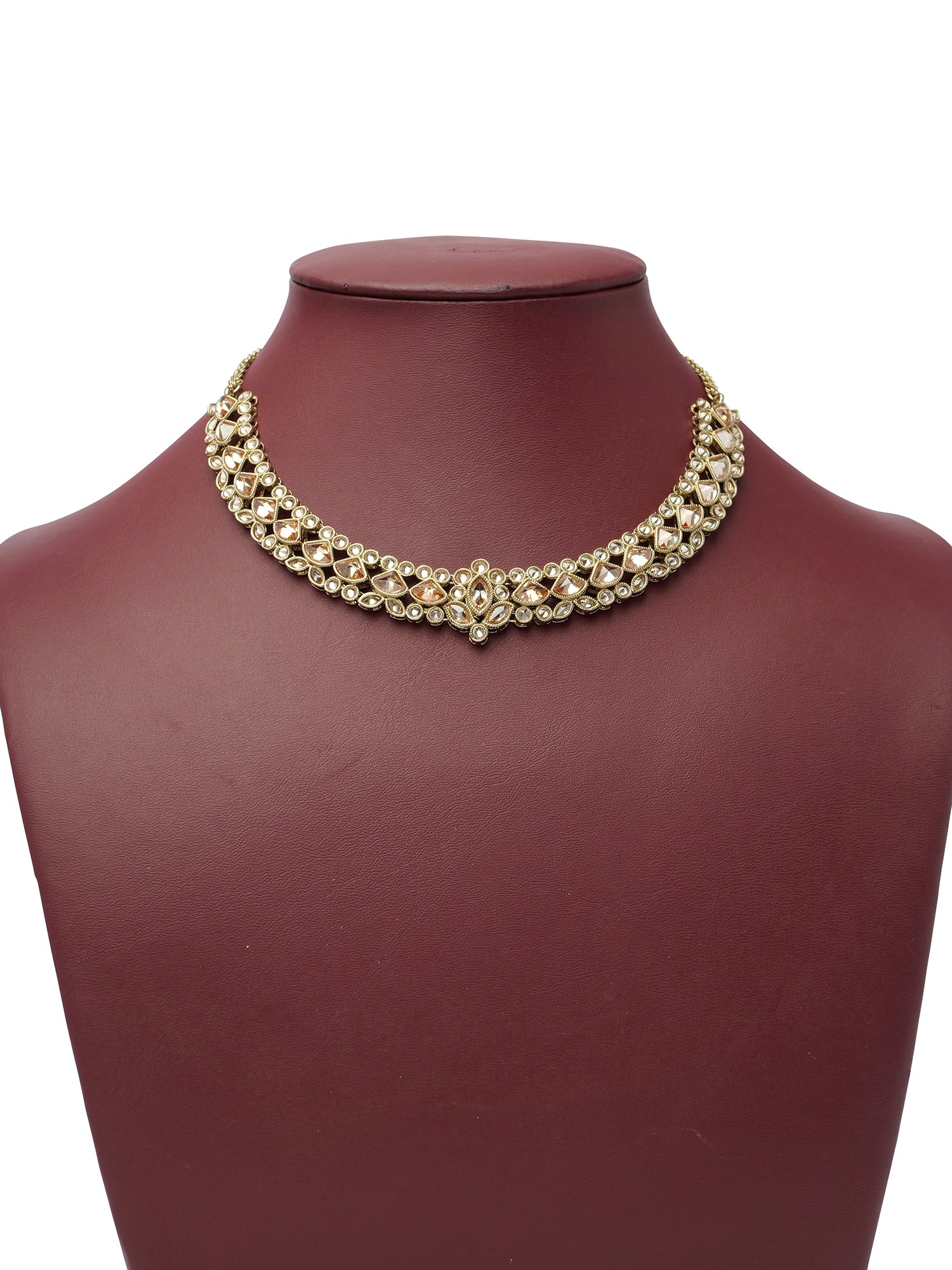 Feroza Simple Necklace Set in Champagne