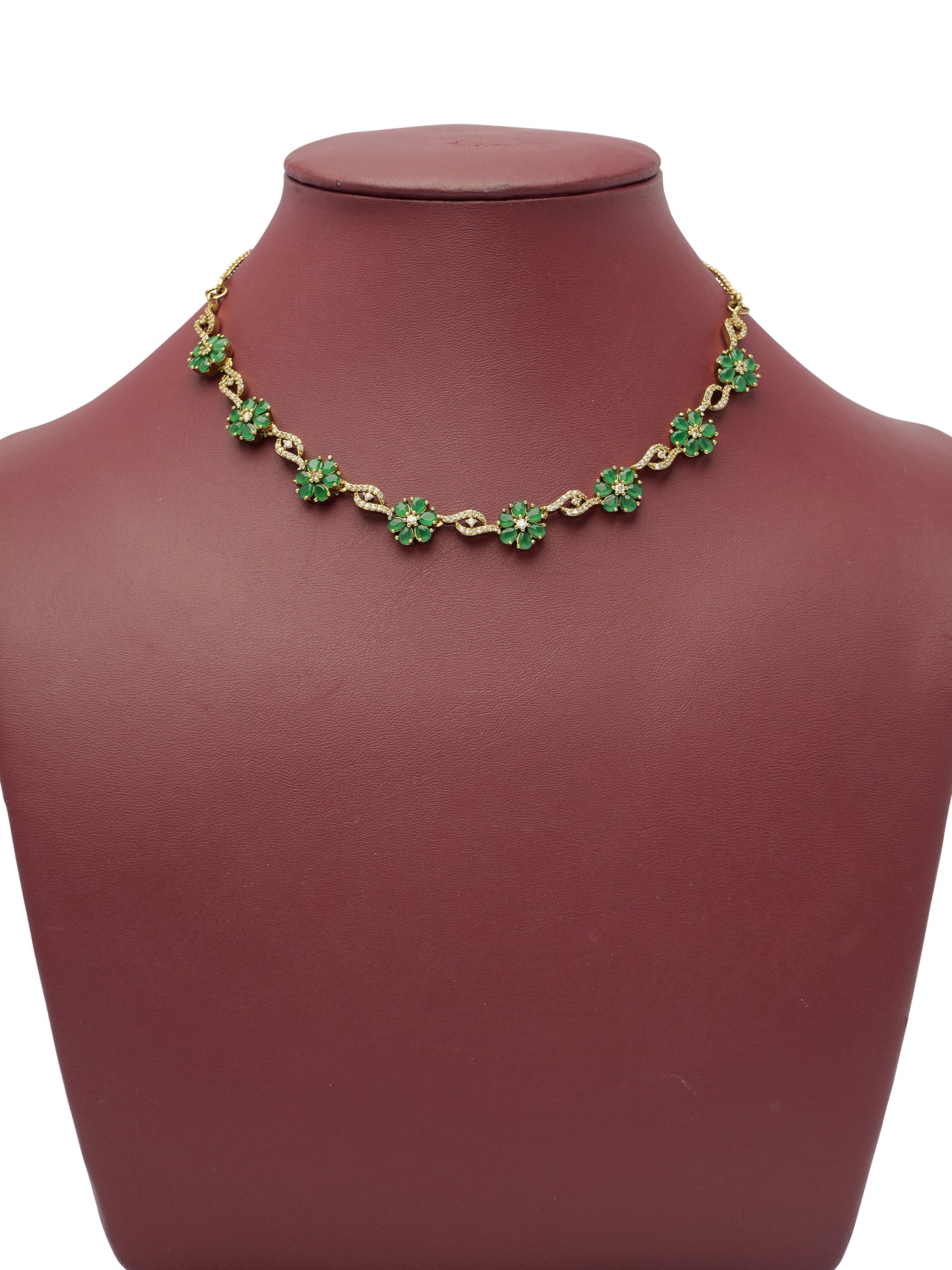 Flora Cubic Zirconia Necklace Set in Green