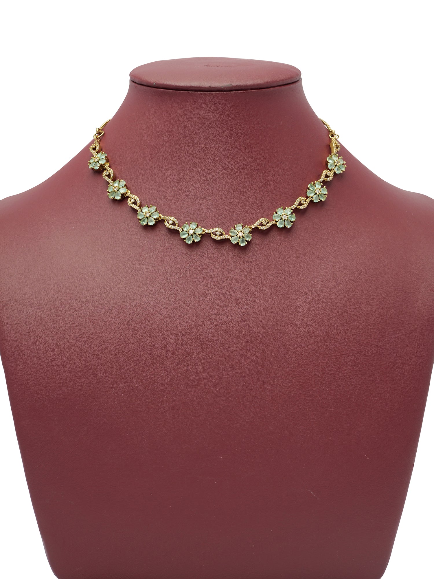 Flora Cubic Zirconia Necklace Set in Mint
