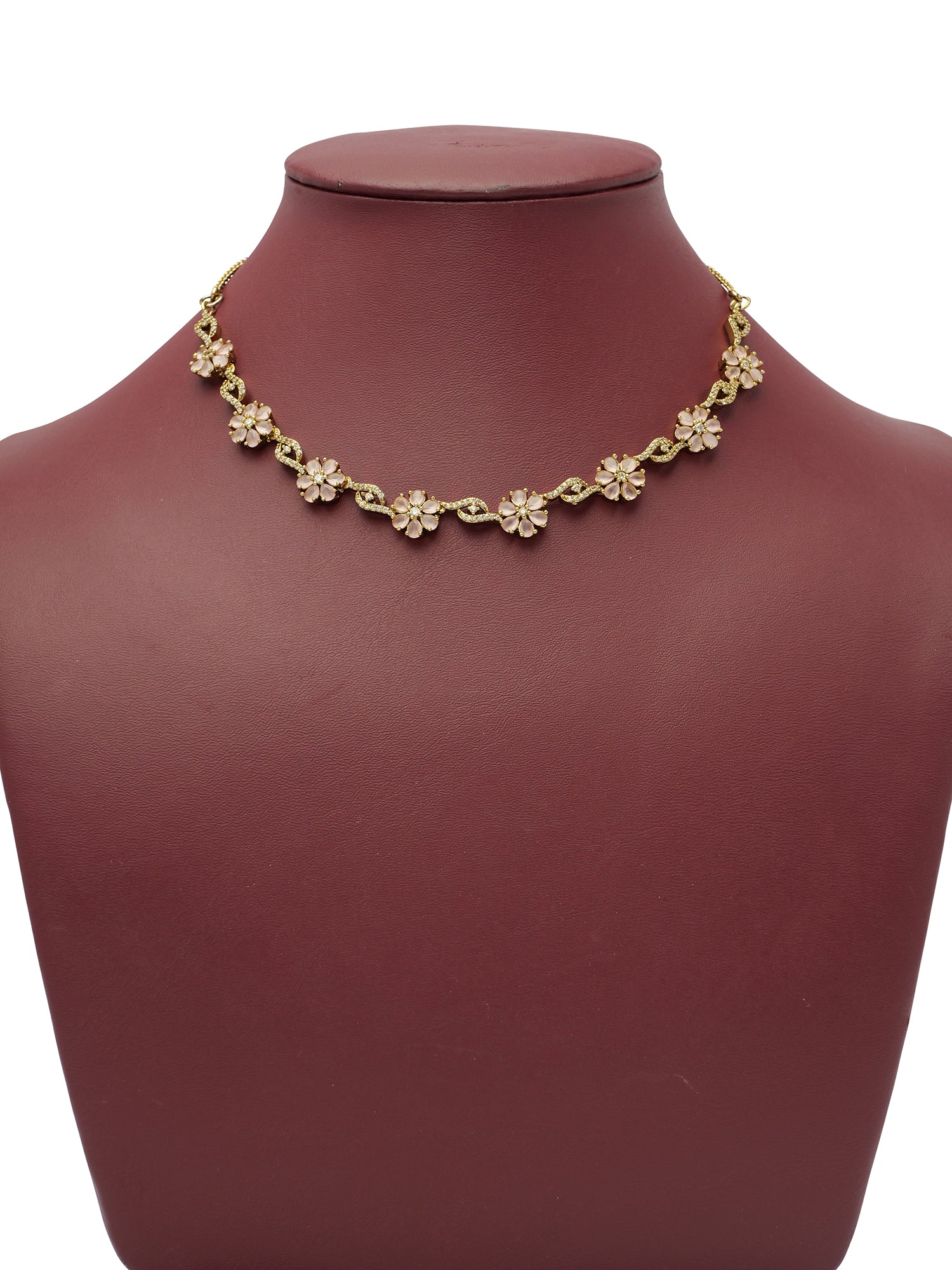 Flora Cubic Zirconia Necklace Set in Pink