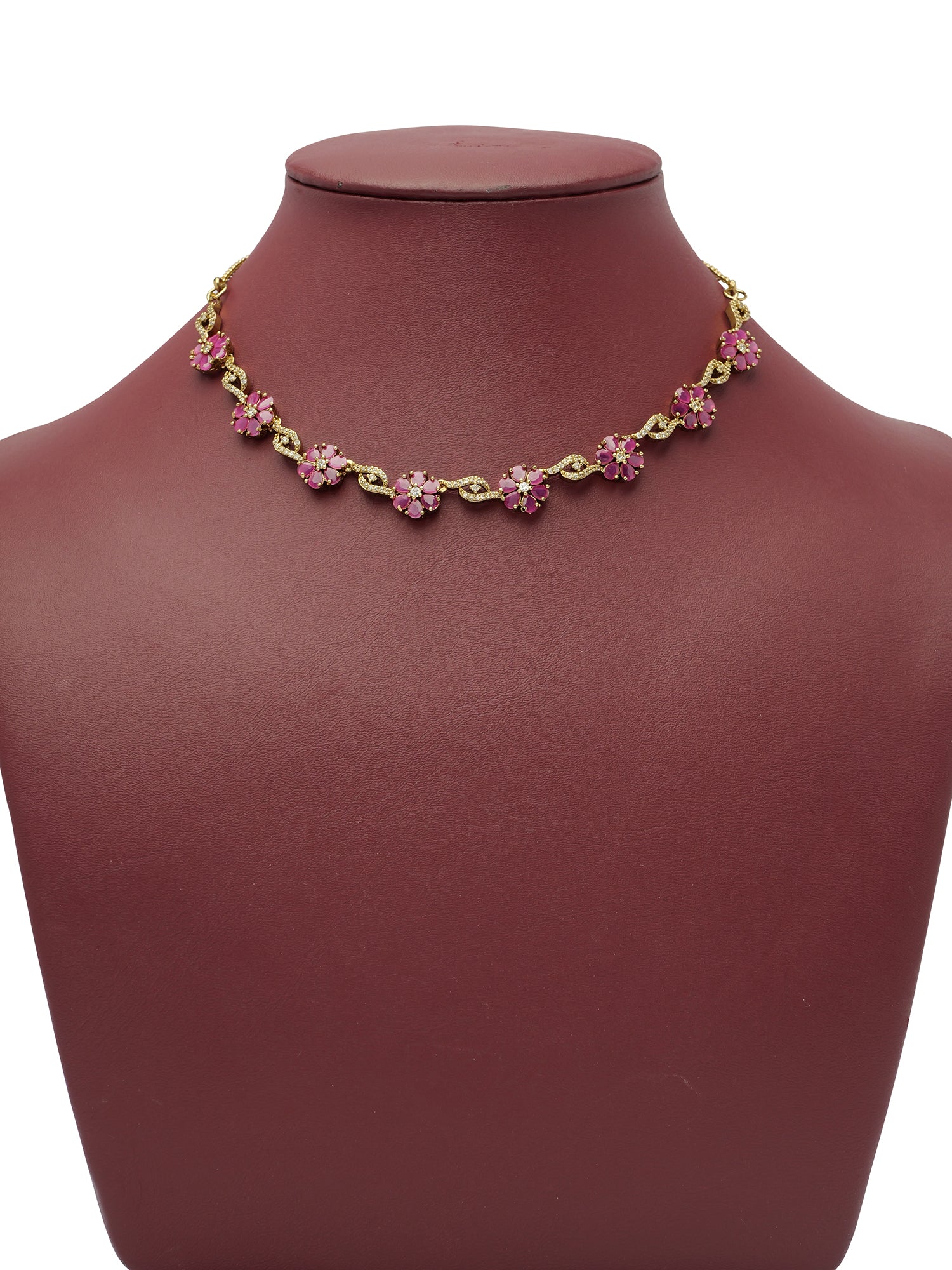 Flora Cubic Zirconia Necklace Set in Ruby