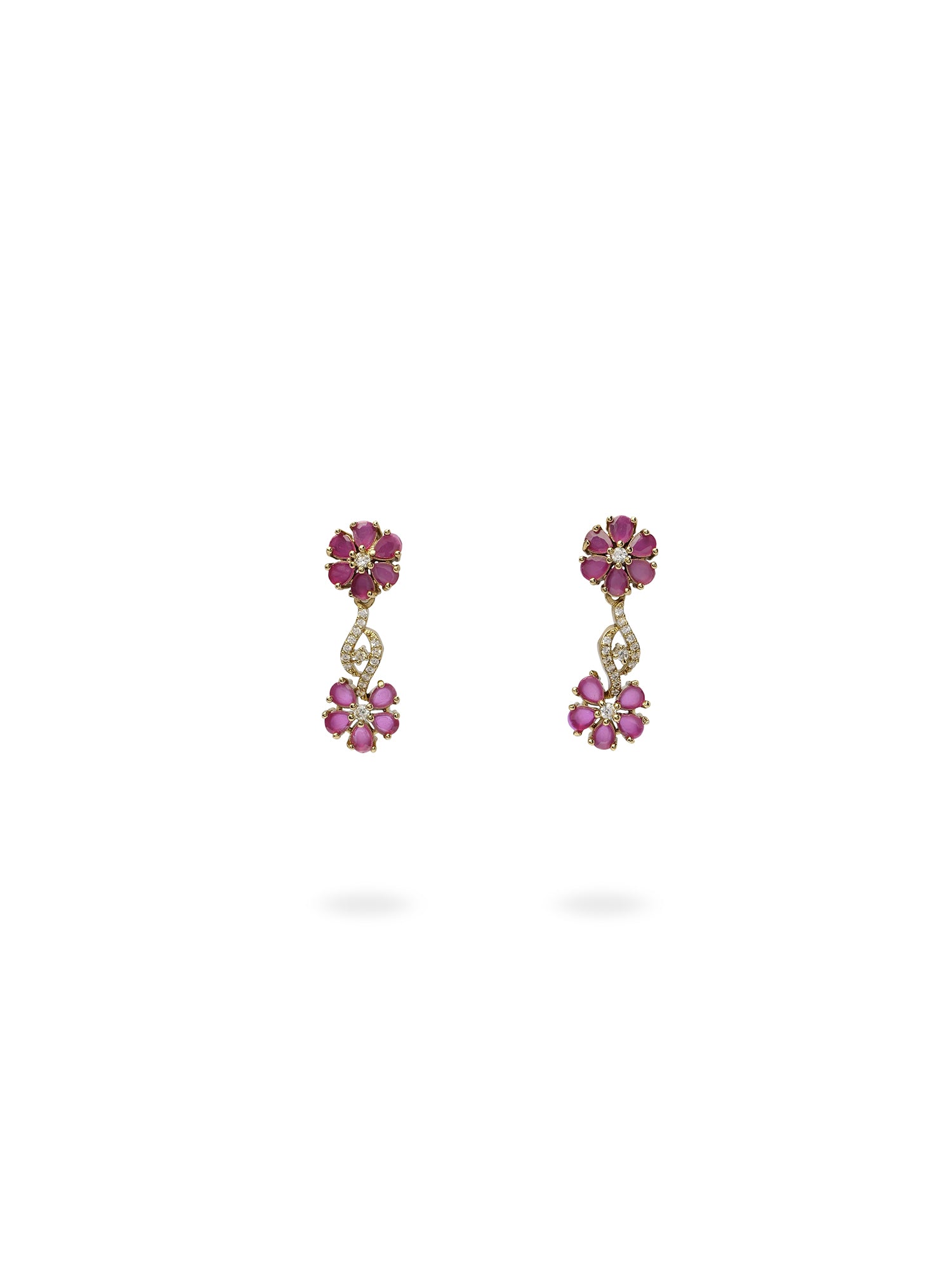 Flora Cubic Zirconia Necklace Set in Ruby