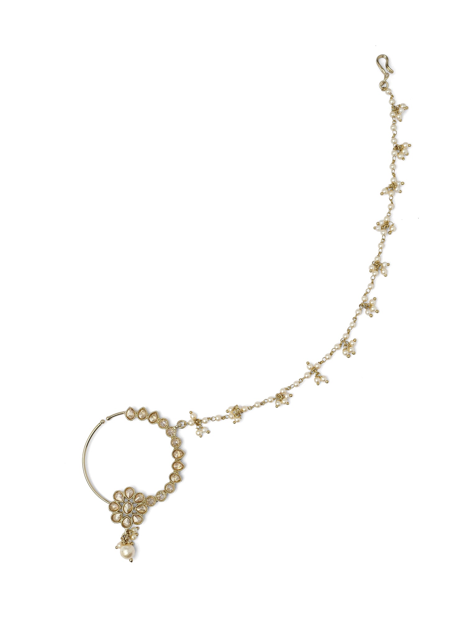 Floral Bridal Nose Ring in Champagne