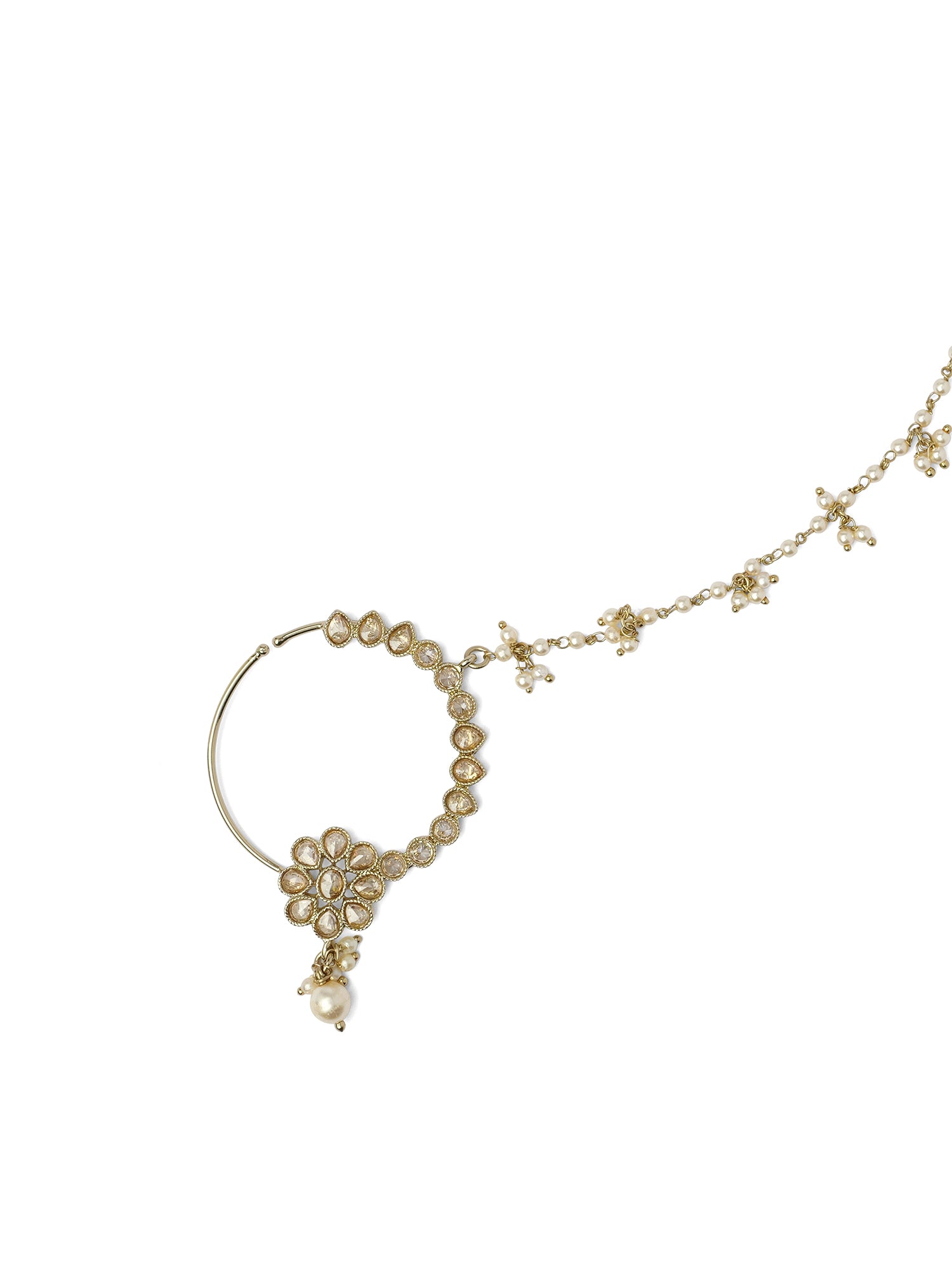 Floral Bridal Nose Ring in Champagne