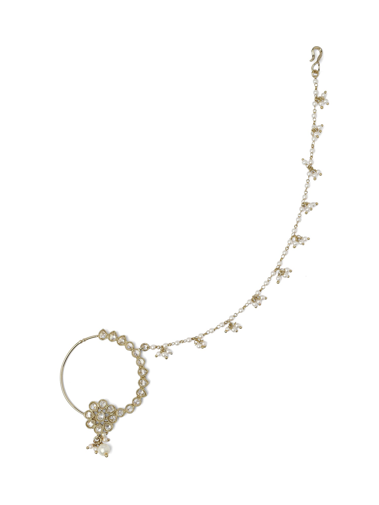 Floral Bridal Nose Ring in White