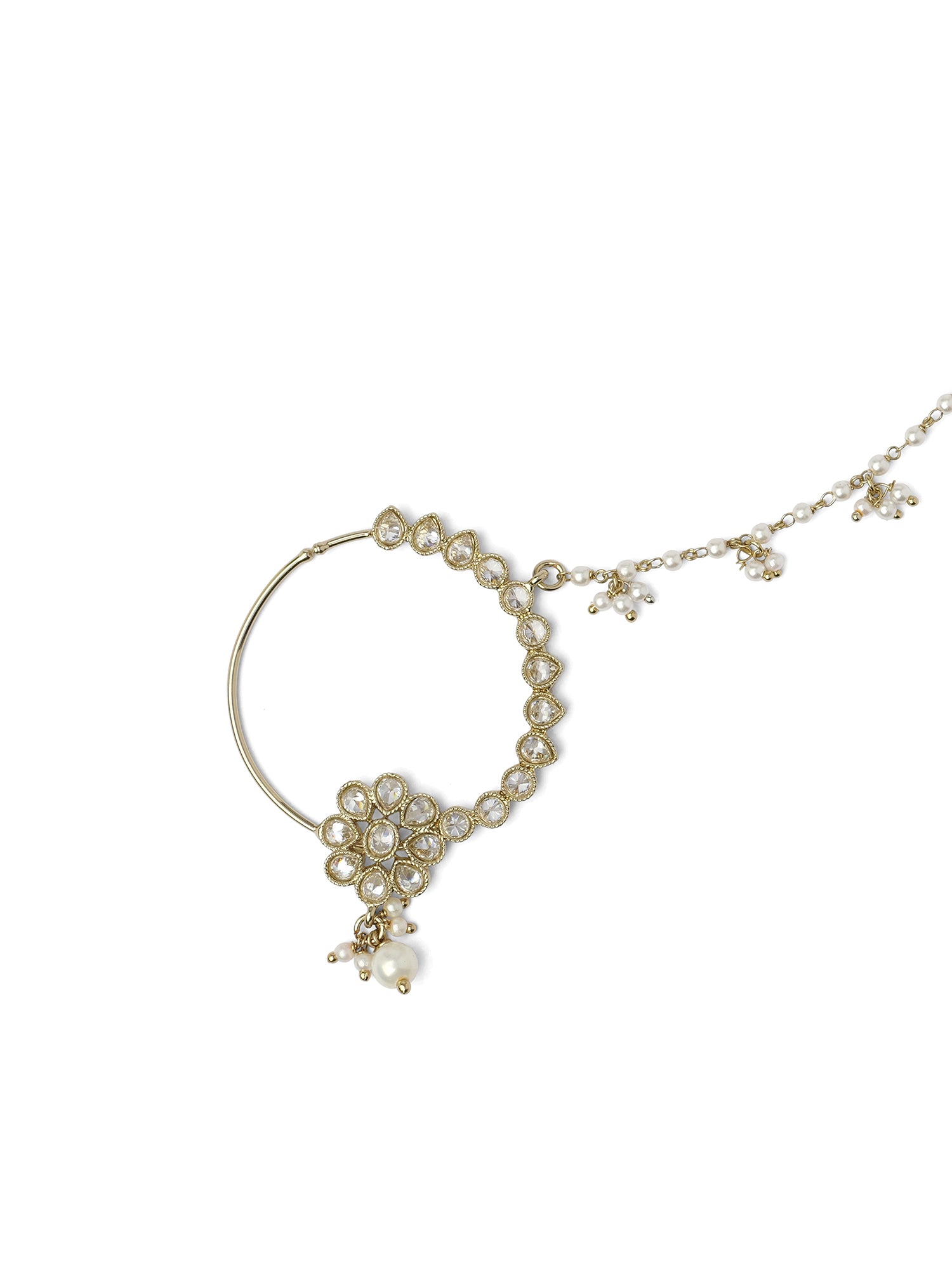 Floral Bridal Nose Ring in White