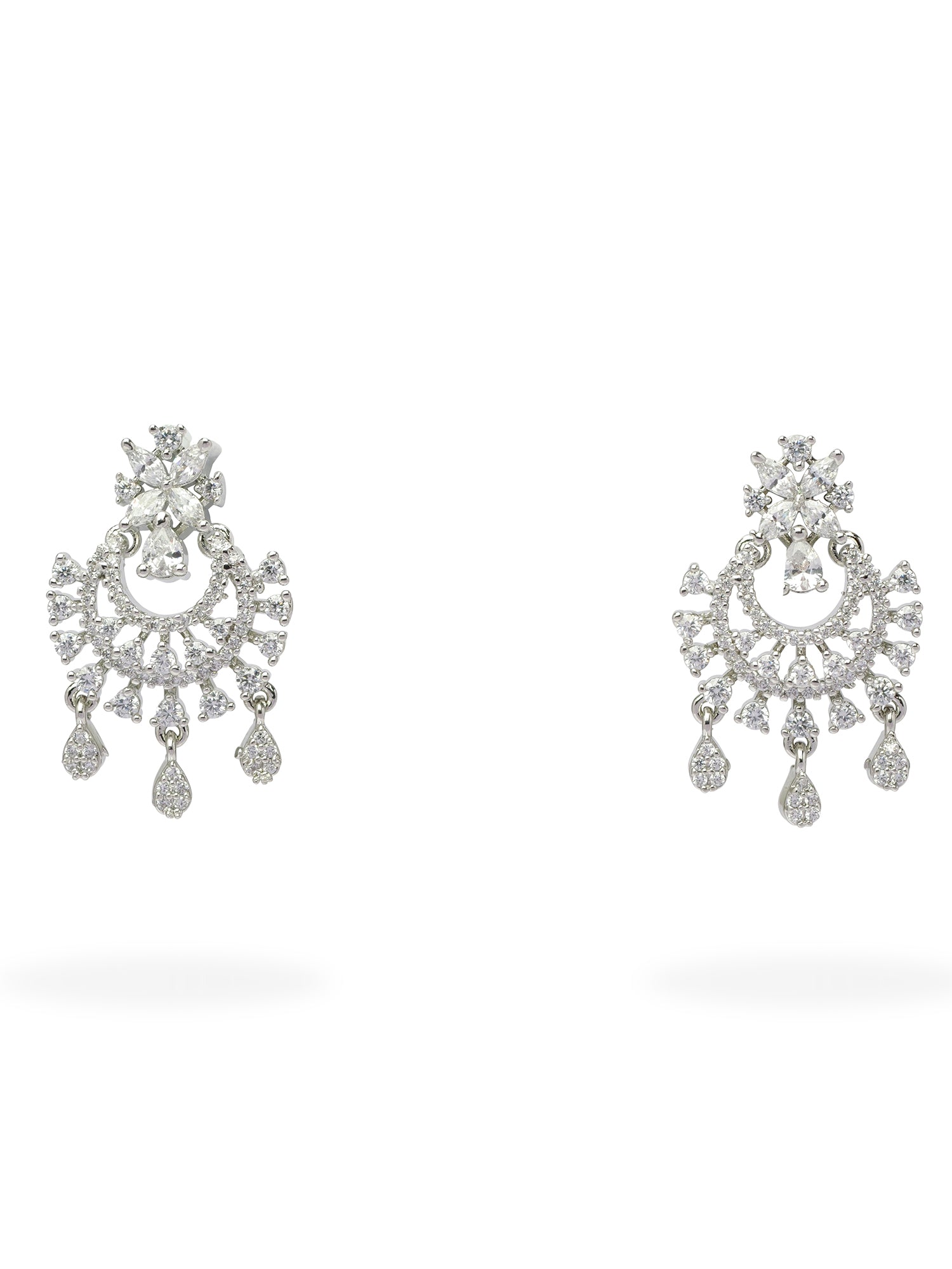 Florence Cubic Zirconia Earrings in Rhodium