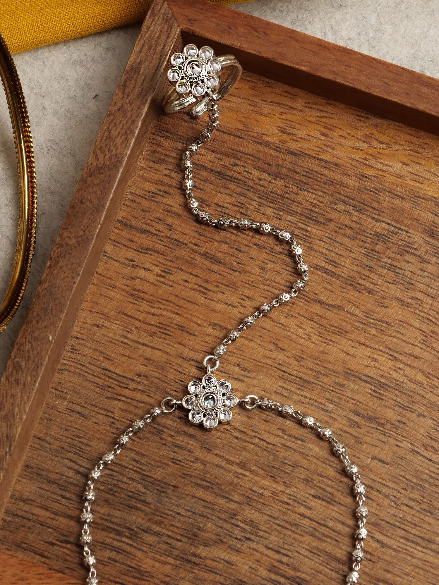 Forever Floral Hand Chain in Rhodium