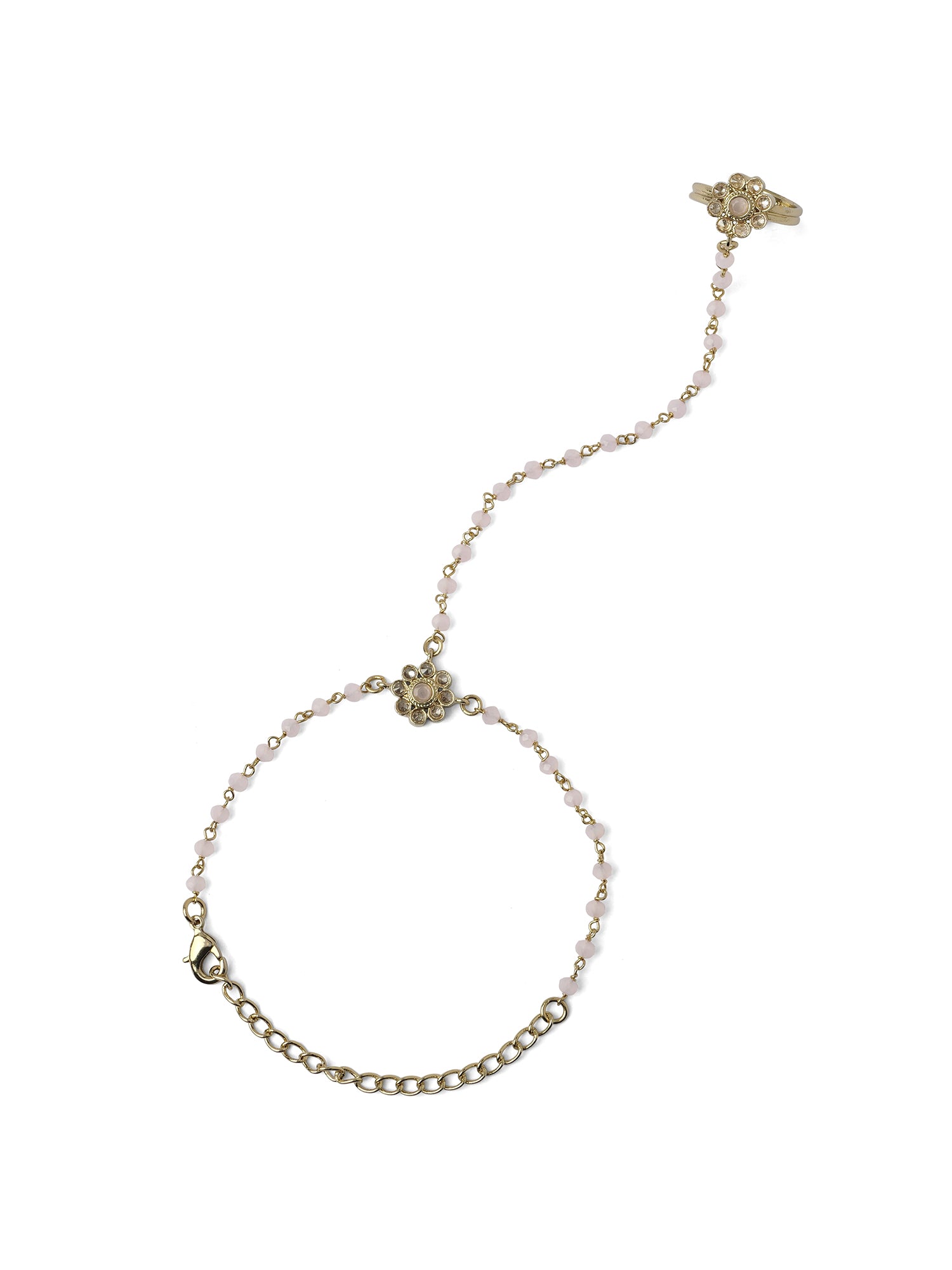 Forever Floral Hand Chain in Light Pink and Antique Gold