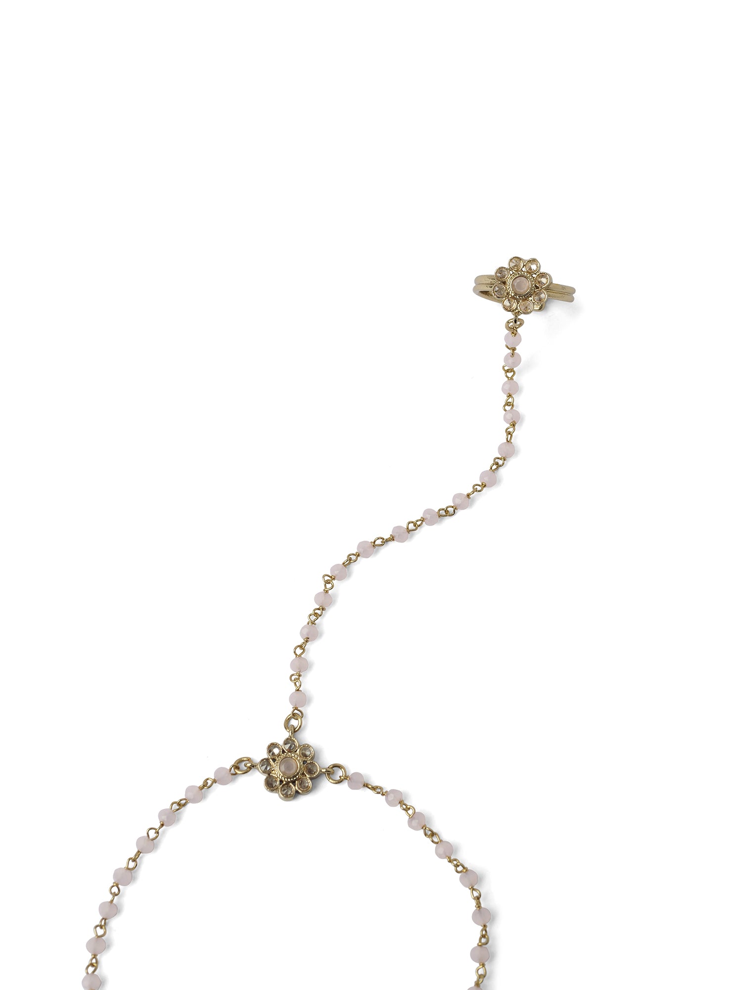Forever Floral Hand Chain in Light Pink and Antique Gold