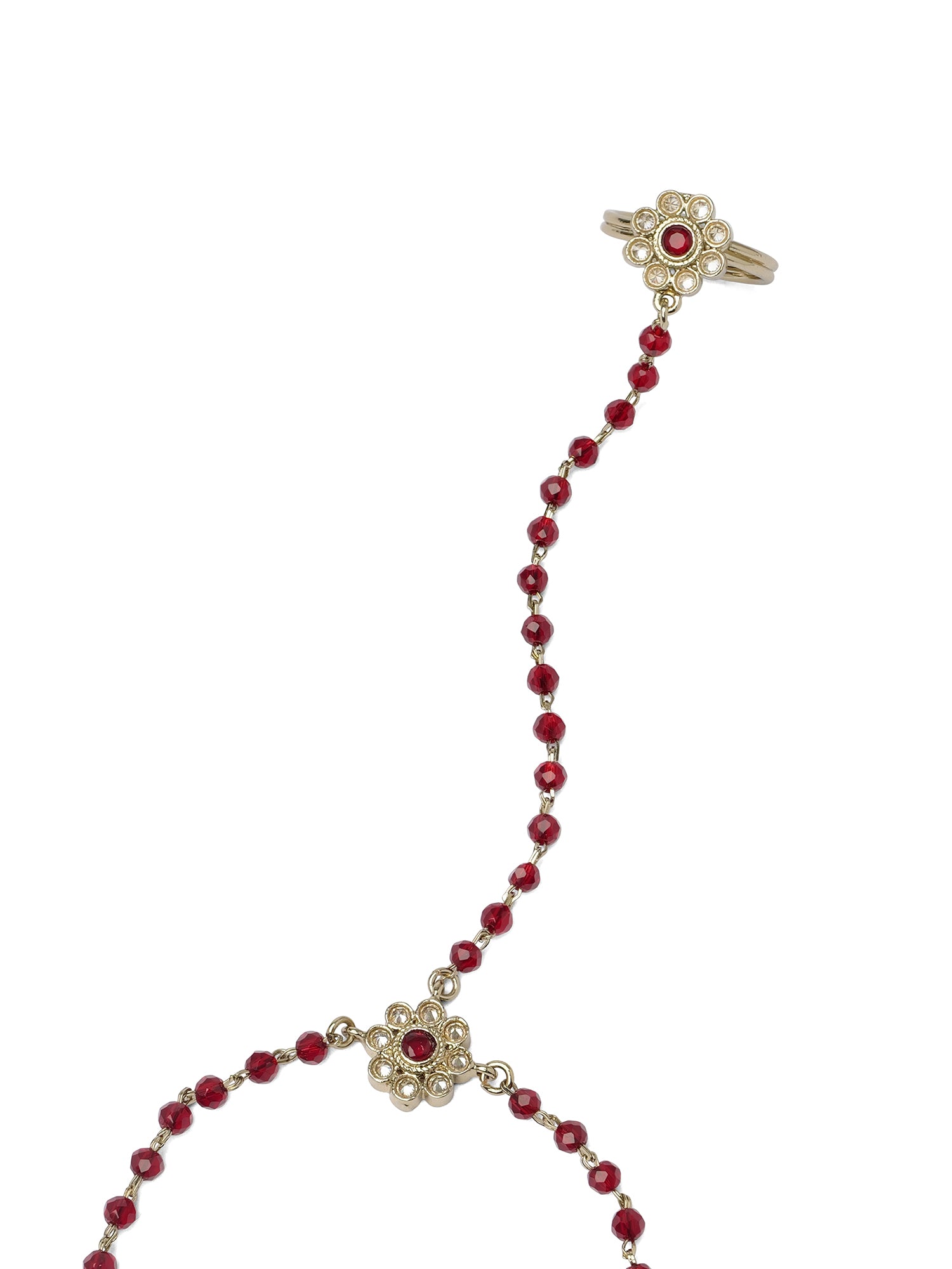 Forever Floral Hand Chain in Maroon and Antique Gold