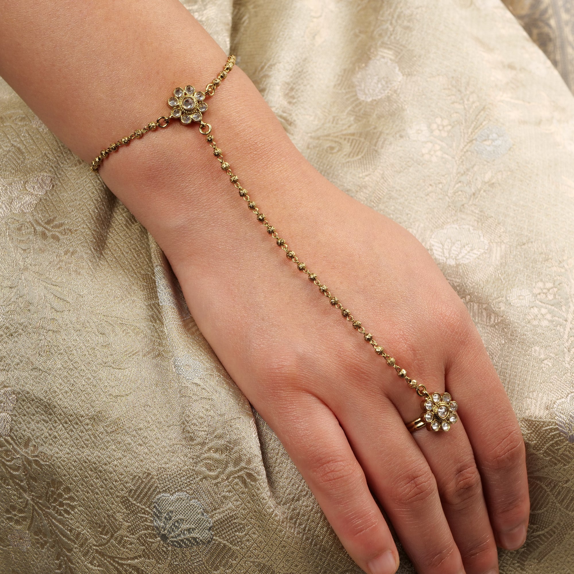 Forever Floral Hand Chain in White