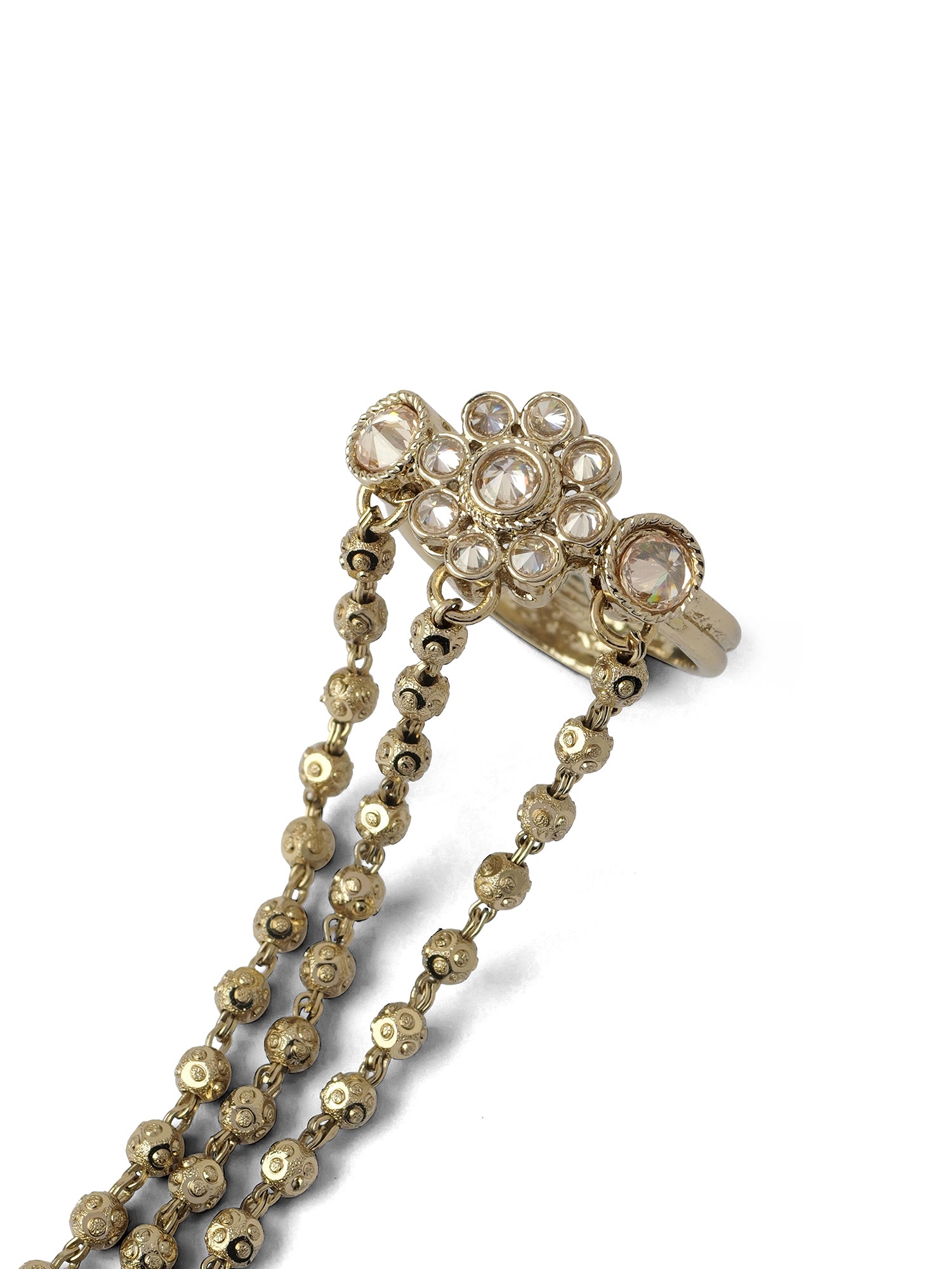 Forever Floral Triple Hand Chain in Champagne and Antique Gold