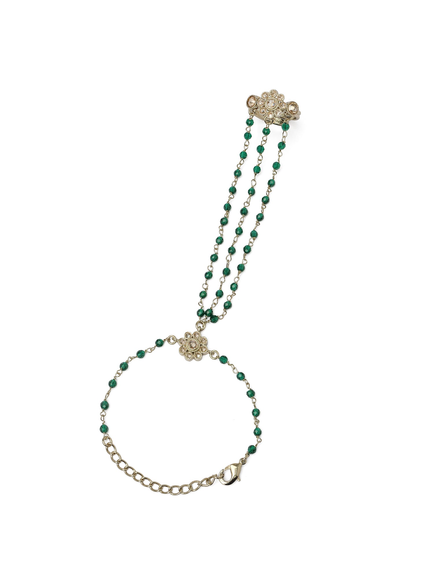 Forever Floral Triple Hand Chain in Green