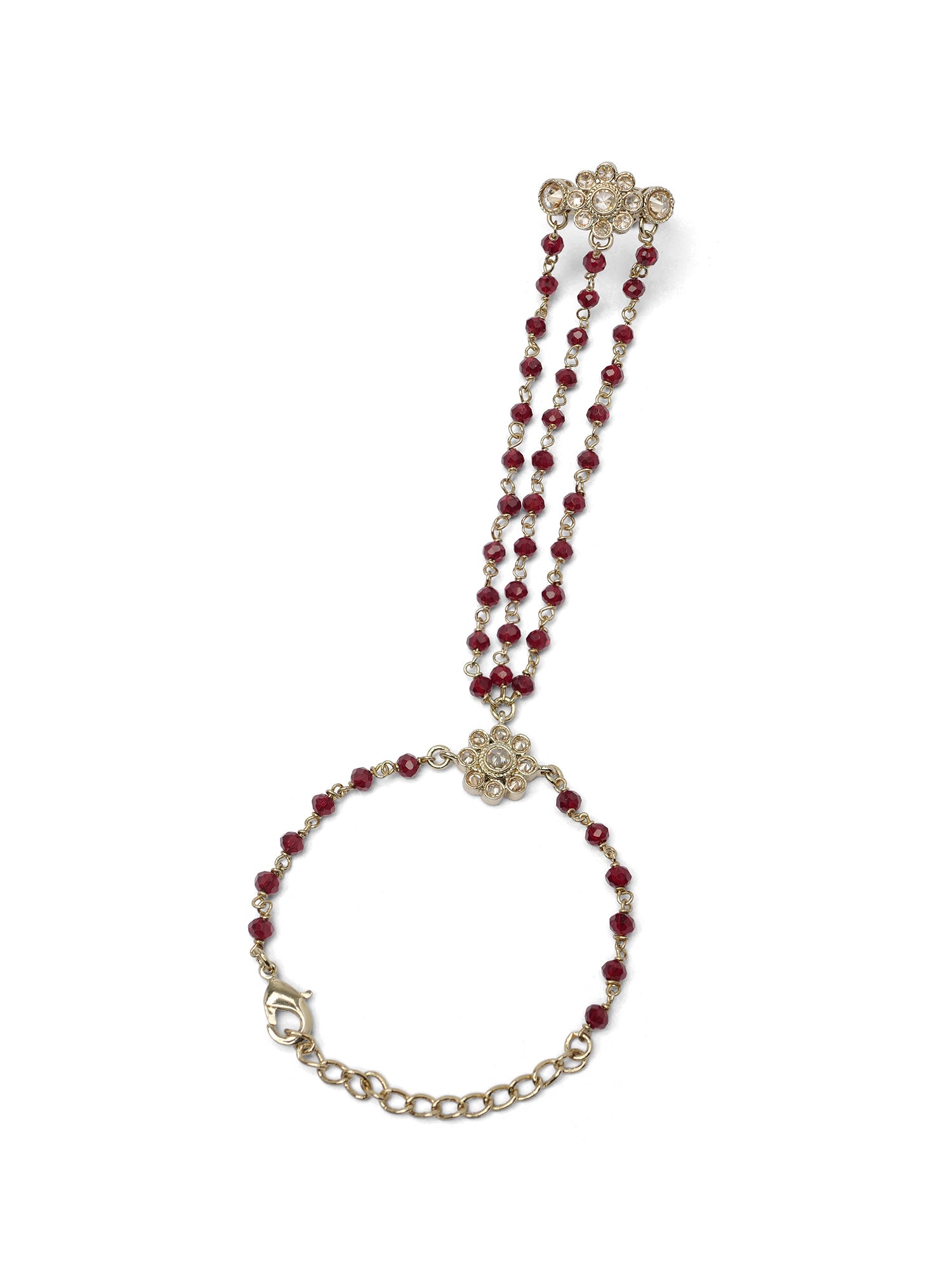 Forever Floral Triple Hand Chain in Maroon